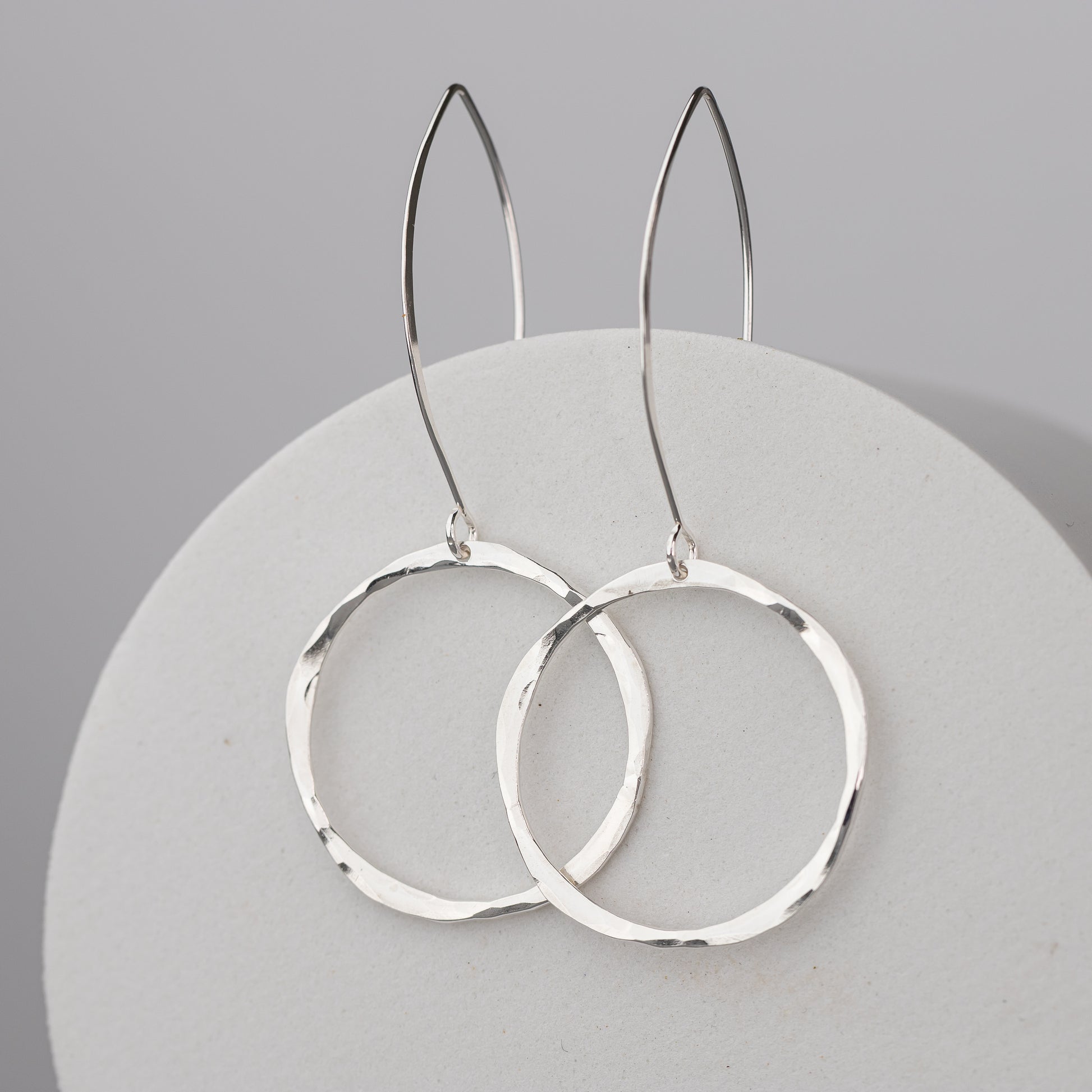 Sterling silver open circle earrings with long ear wires