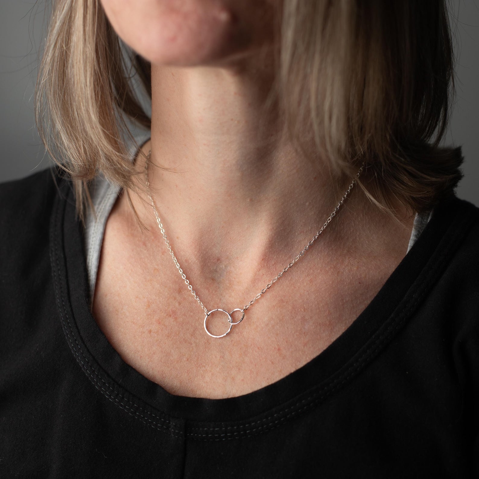 Hammered Two Circle Necklace