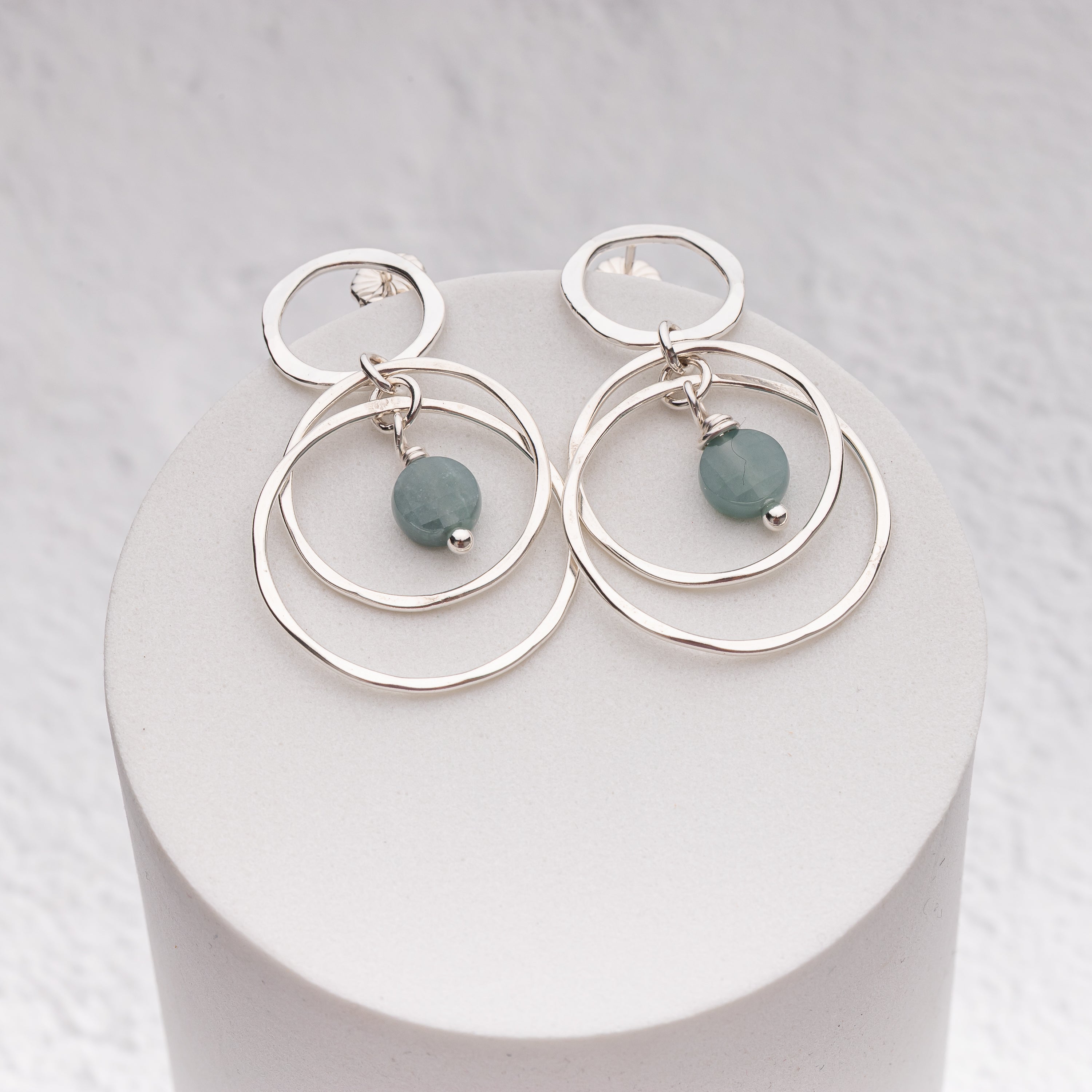 Blue green Jade Orbit Dangles