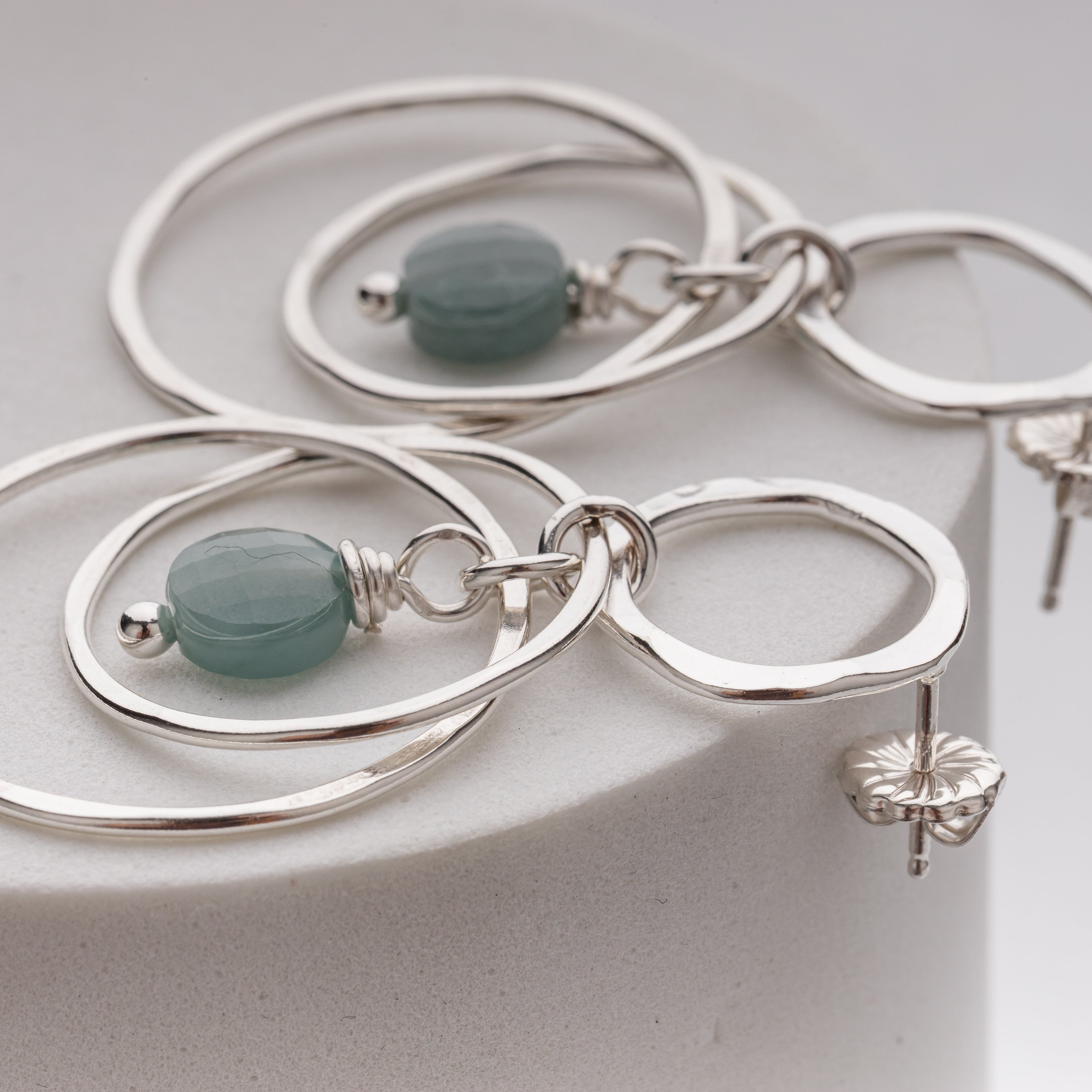 Blue green Jade Orbit Dangles