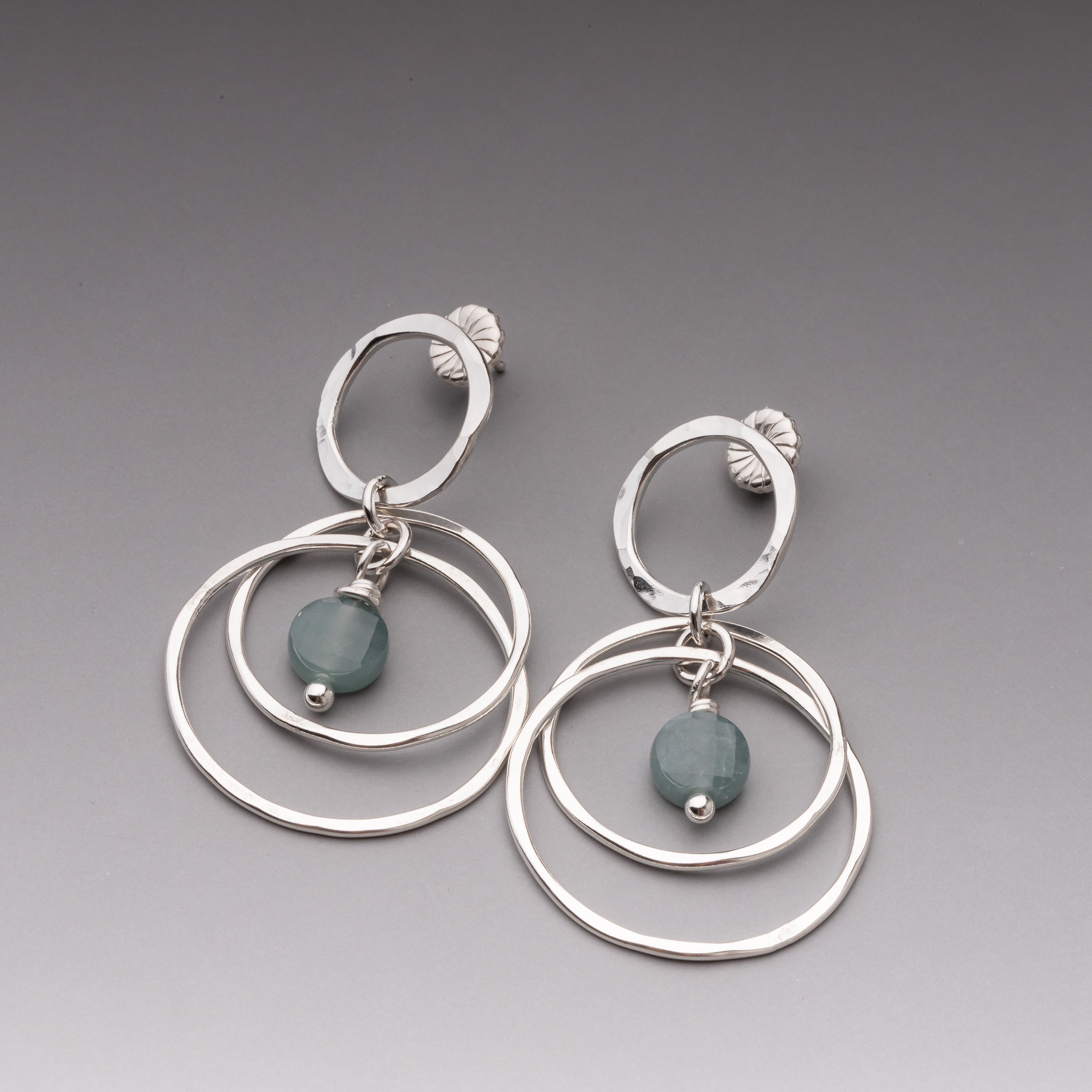 Blue green Jade Orbit Dangles