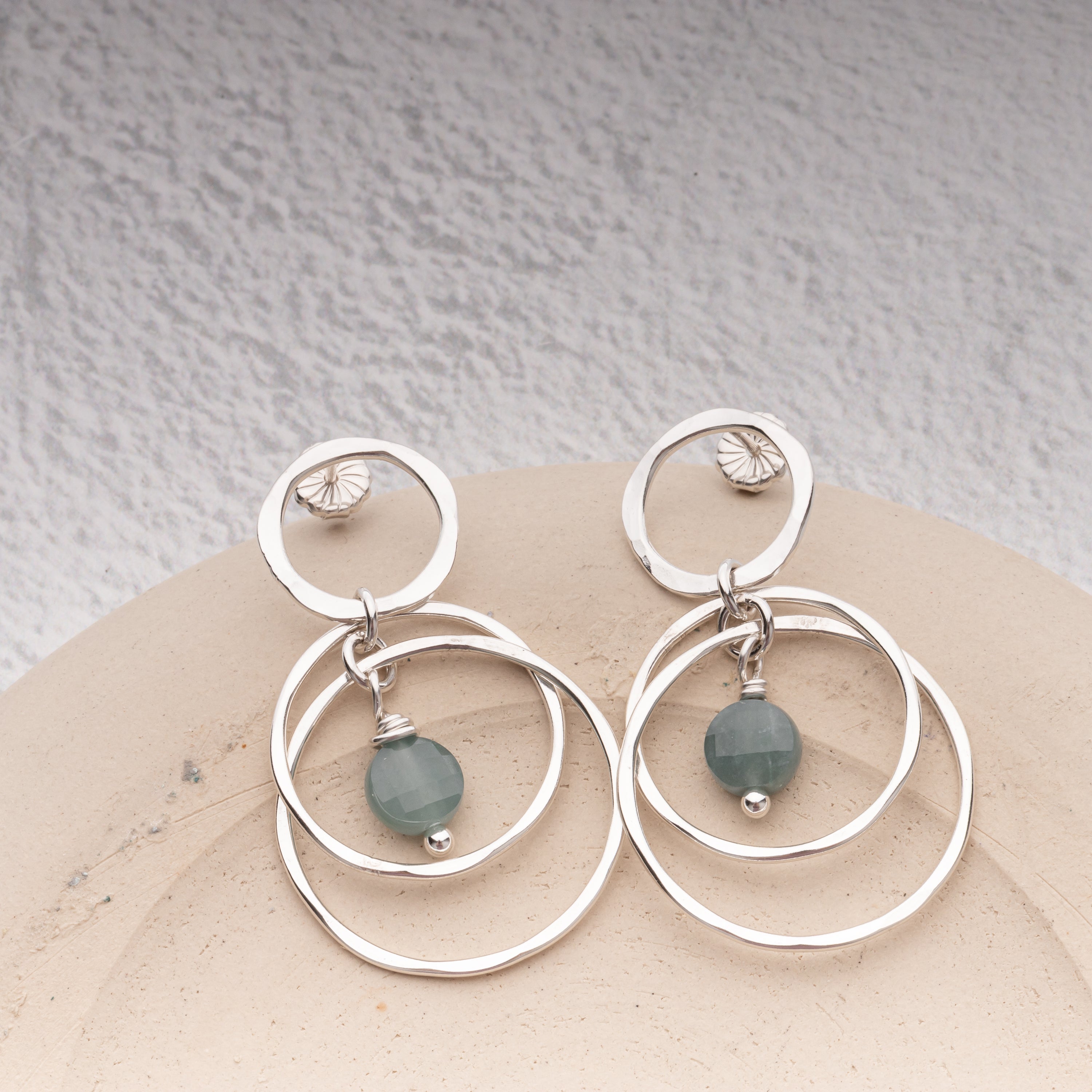 Blue green Jade Orbit Dangles