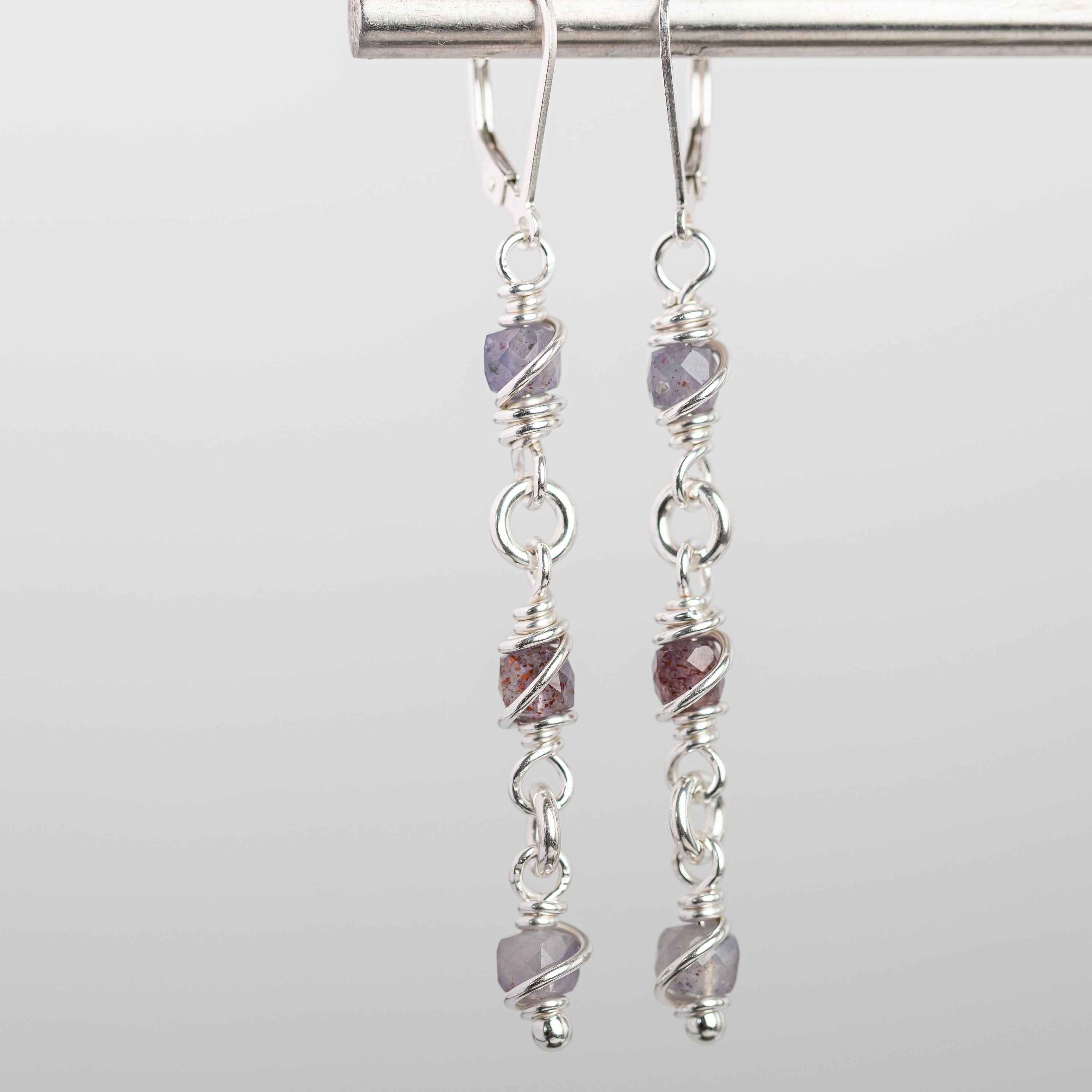 Wire Wrapped Iolite Dangle Earrings