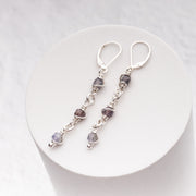 Wire Wrapped Iolite Dangle Earrings