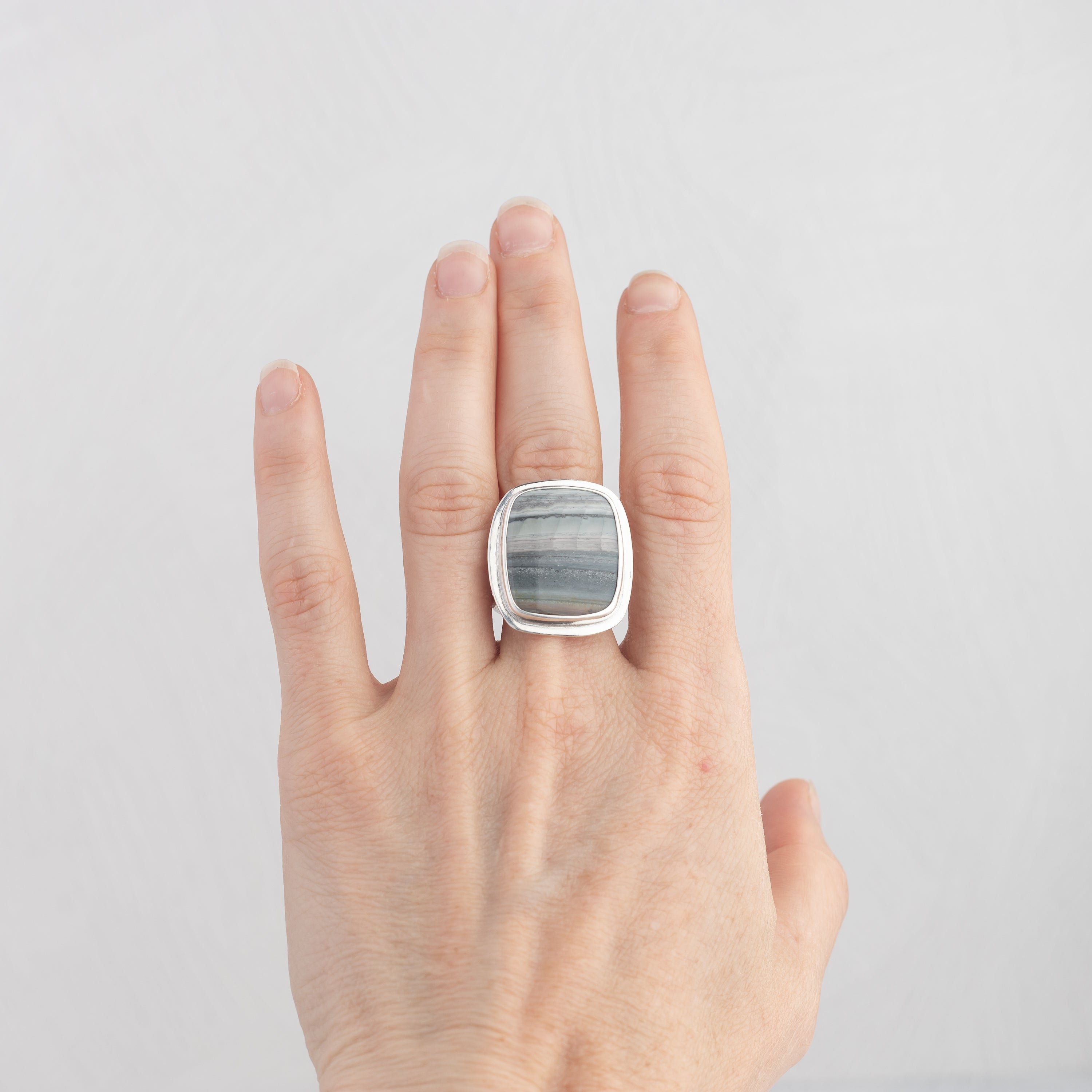 Banded Agate Statement Ring