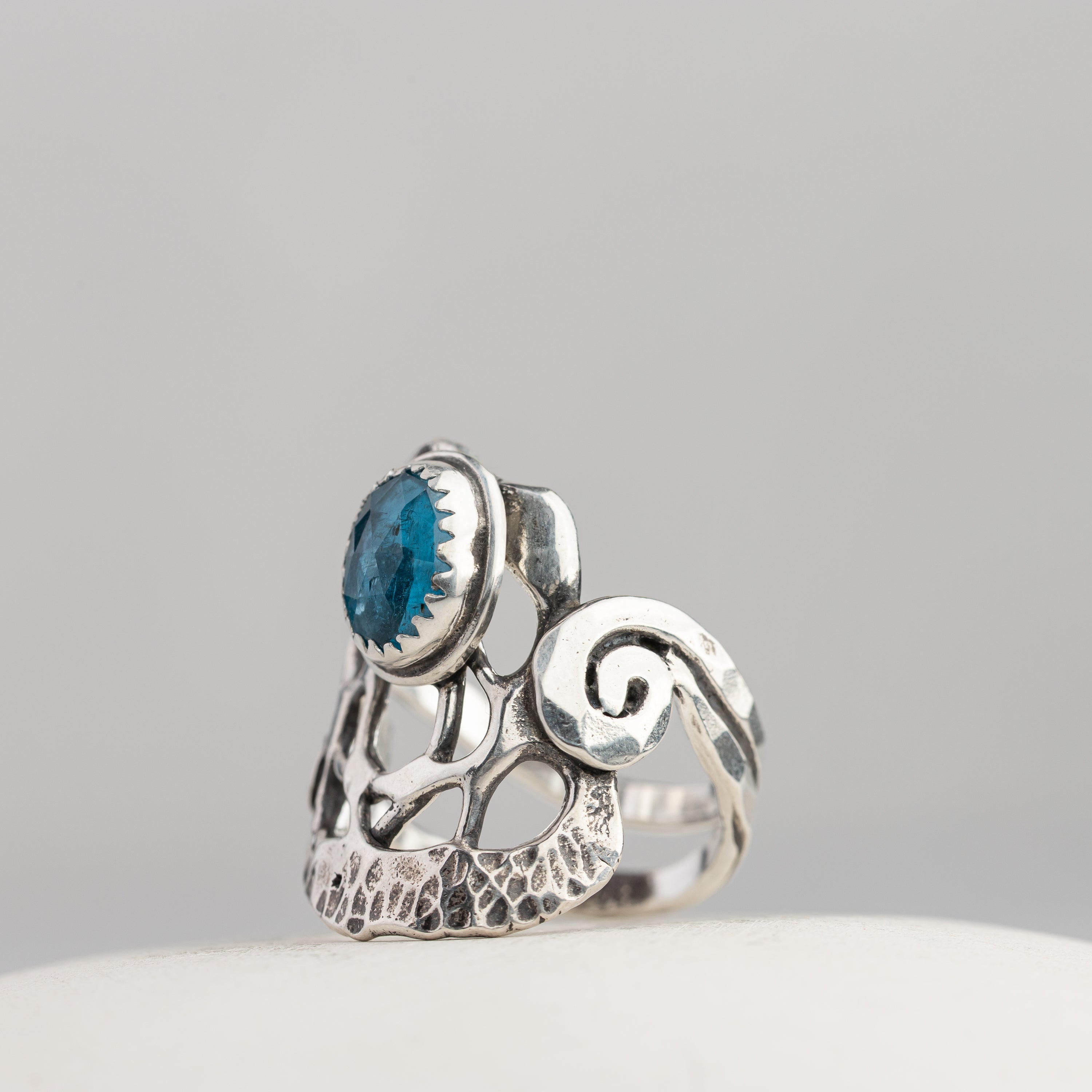 Blue Apatite Spiral Ring