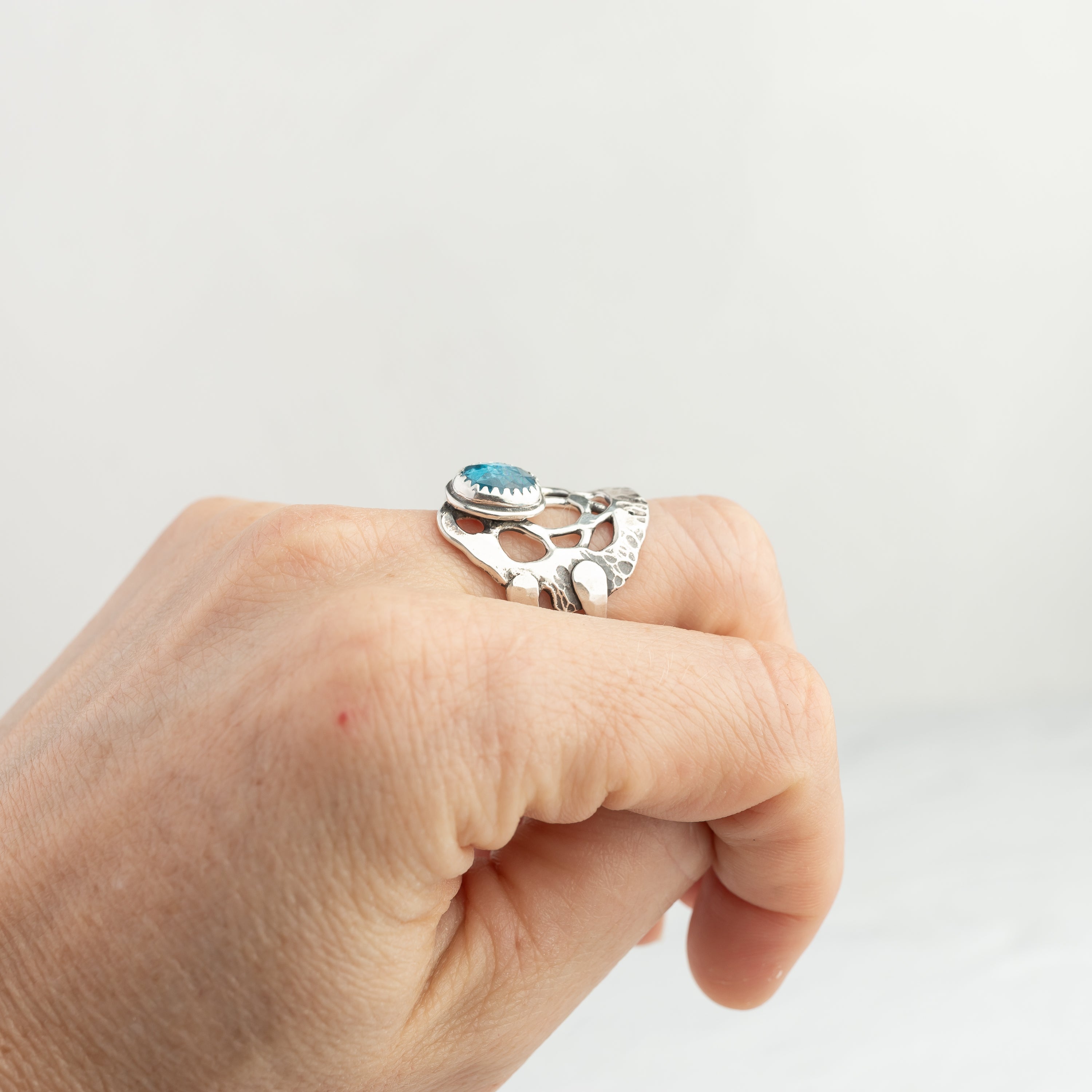 Blue Apatite Spiral Ring