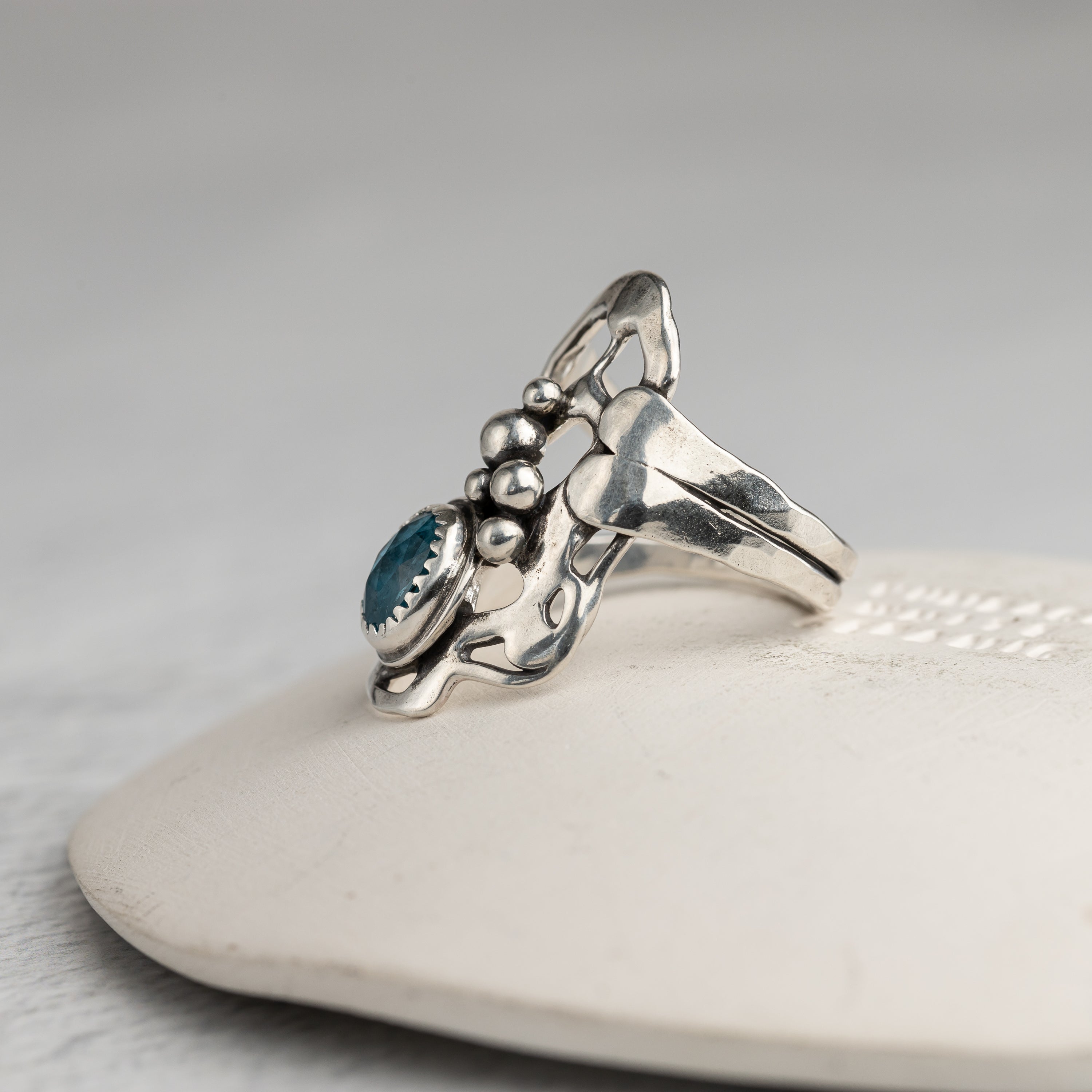 Blue Apatite Statement Ring