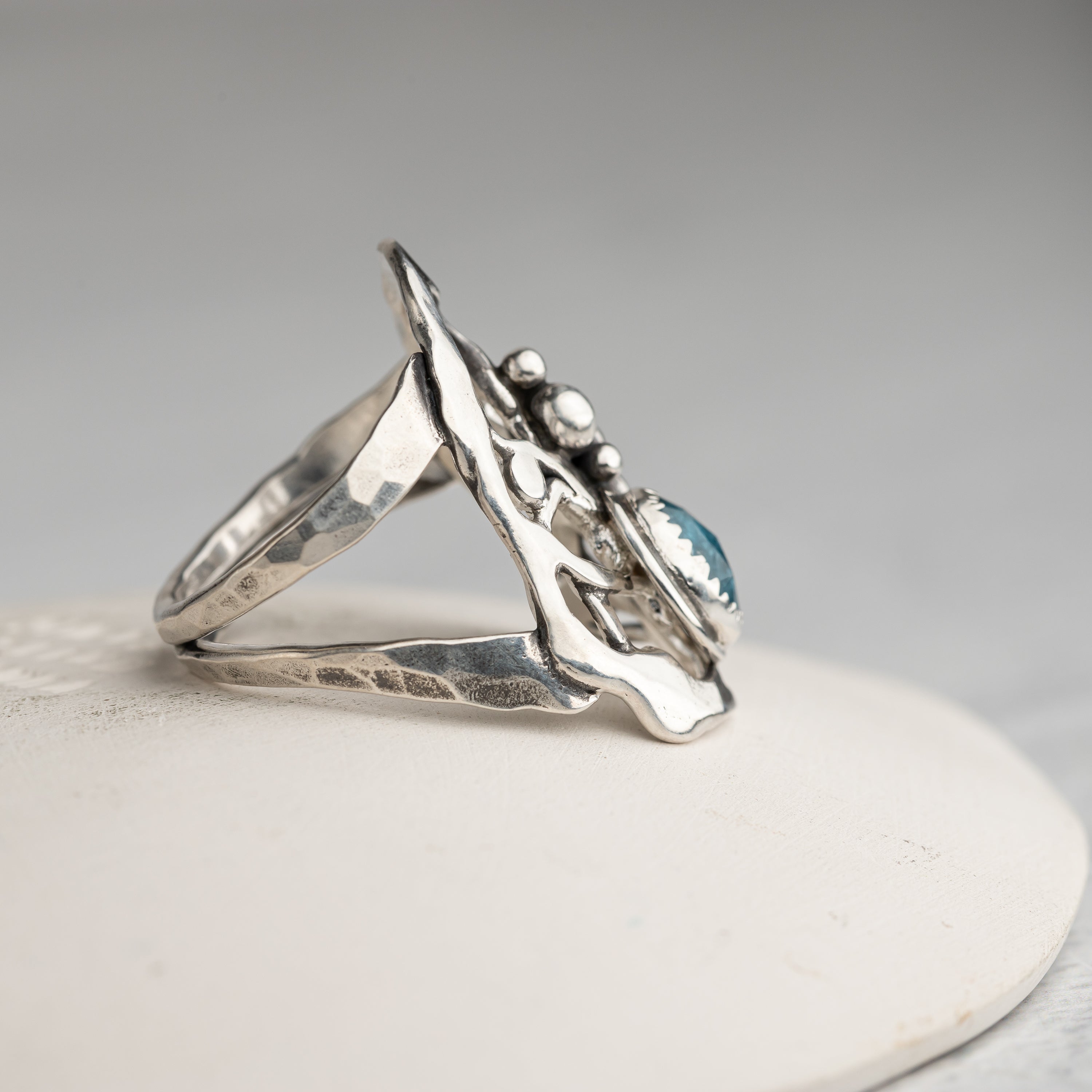 Blue Apatite Statement Ring