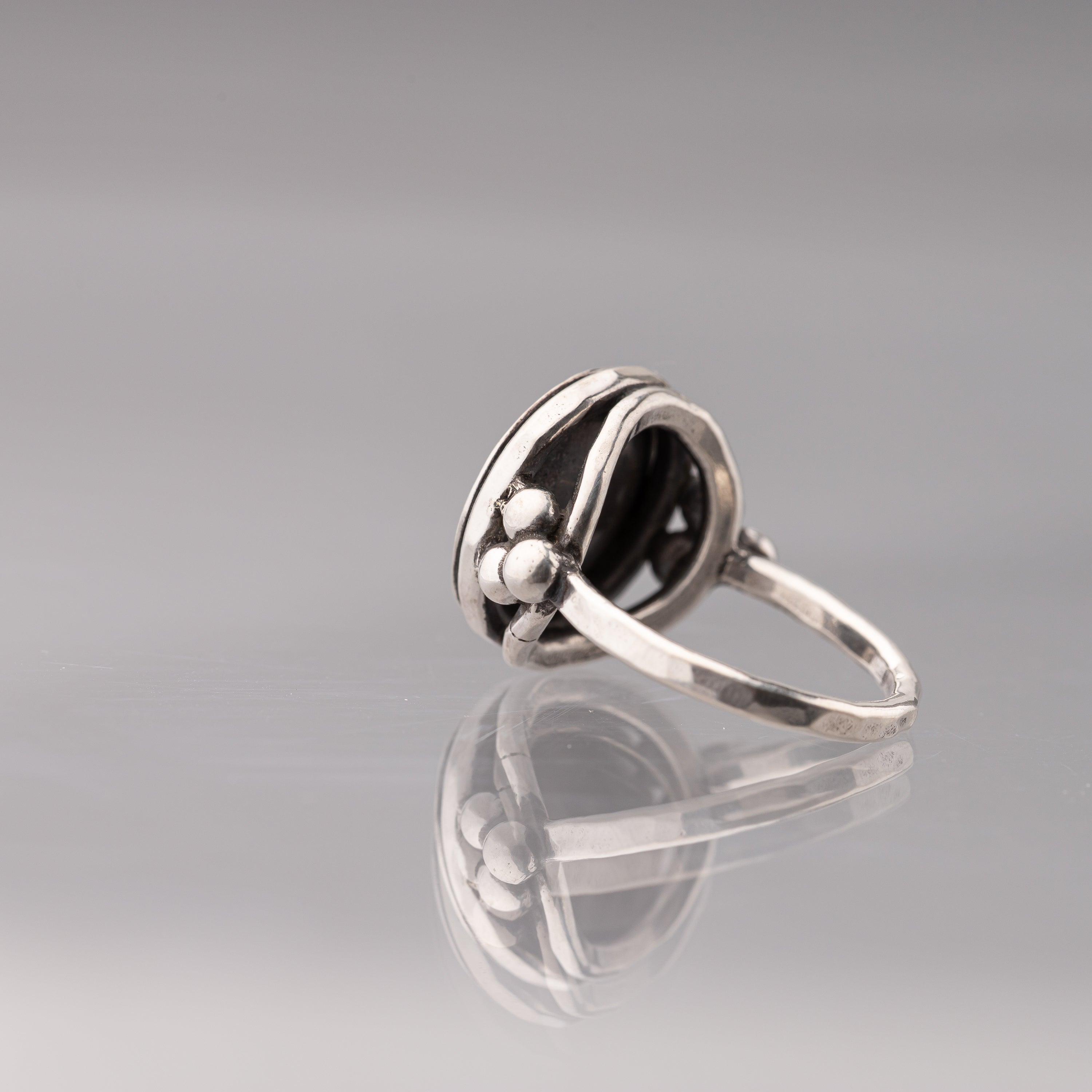 Rainbow Moonstone Disc Ring