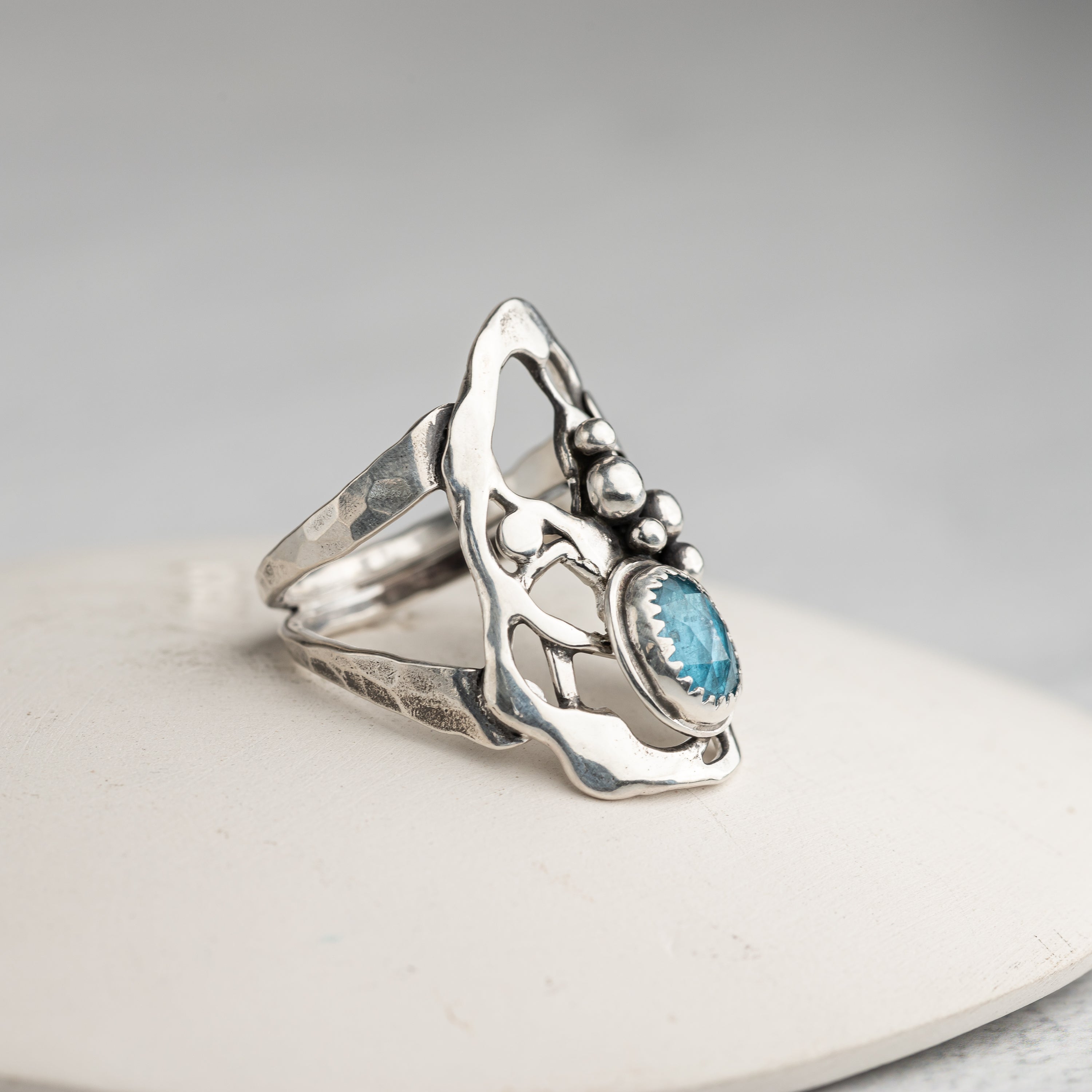 Blue Apatite Statement Ring