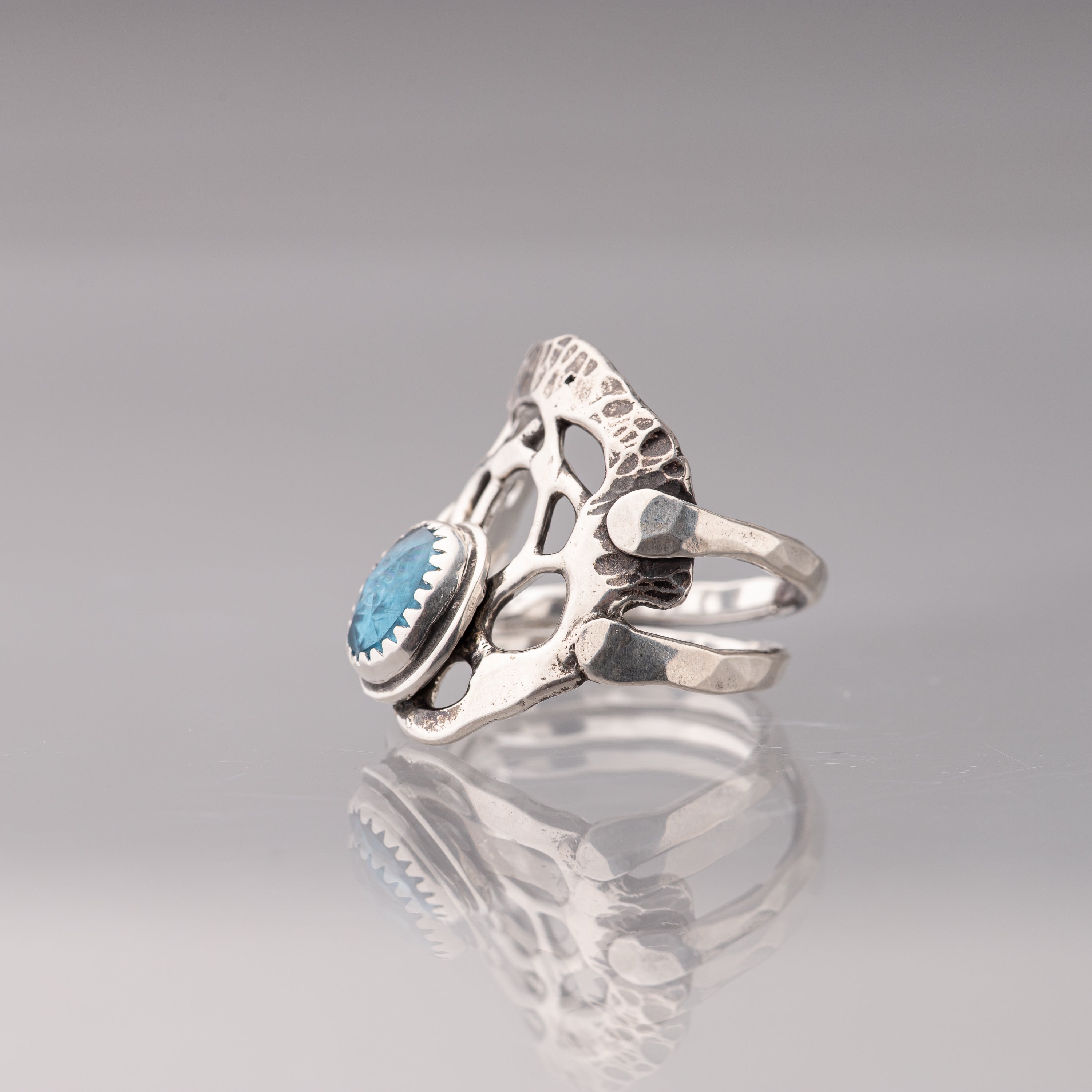 Blue Apatite Spiral Ring