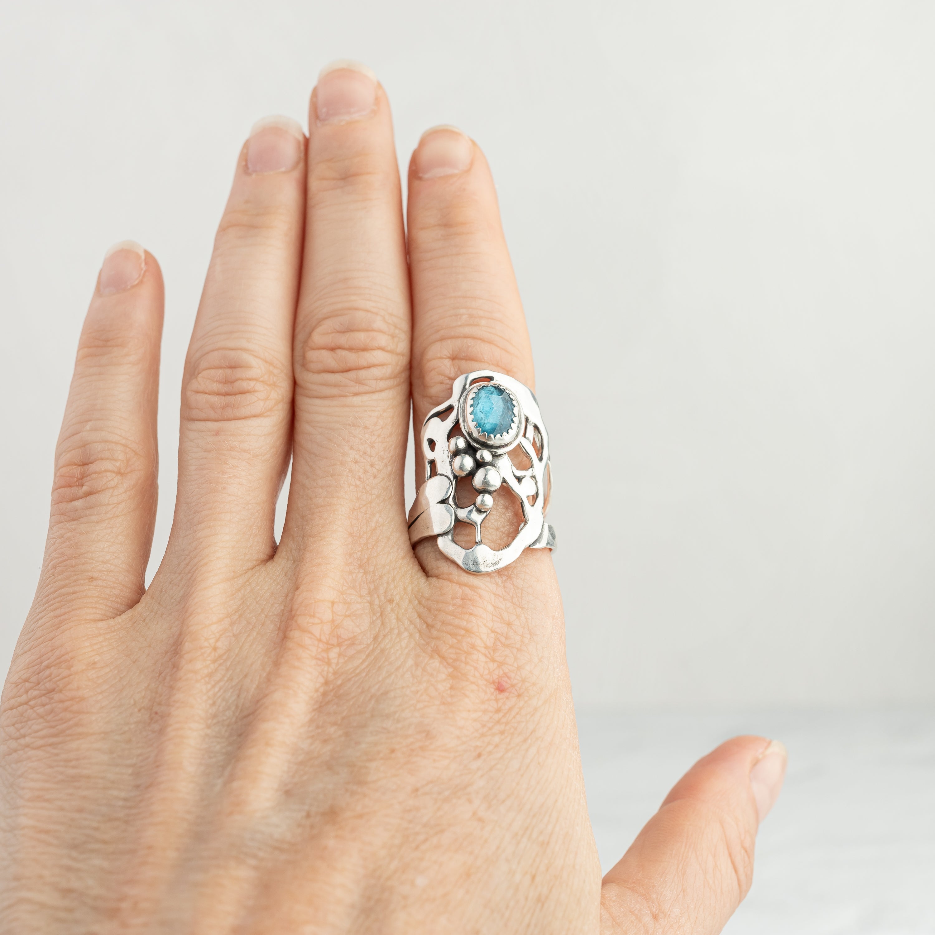 Blue Apatite Statement Ring
