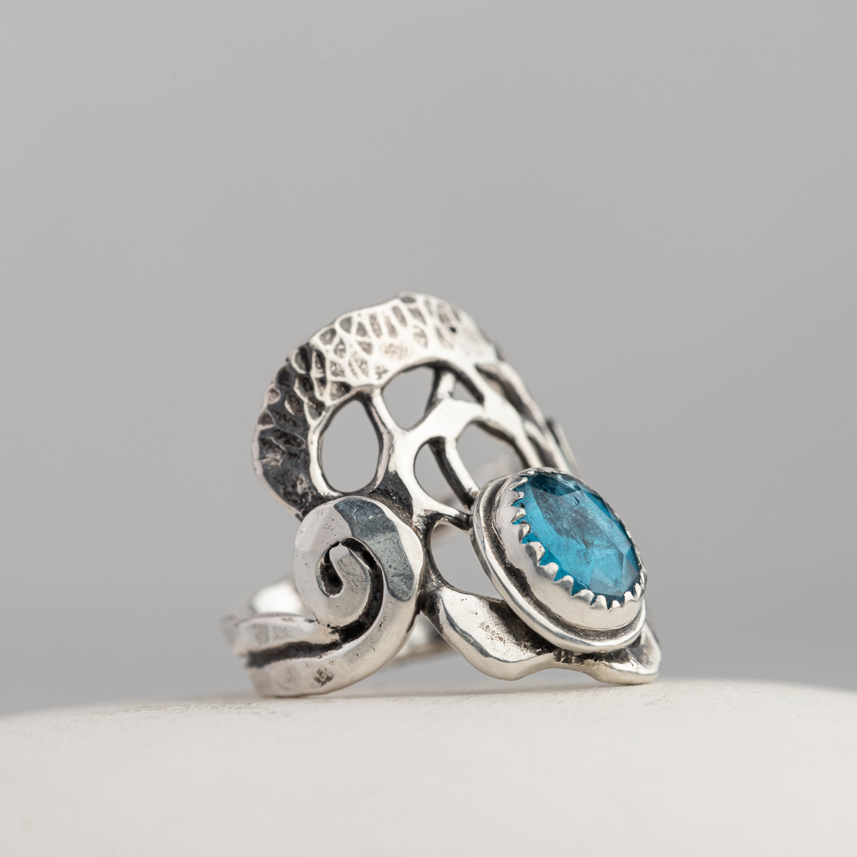 Blue Apatite Spiral Ring