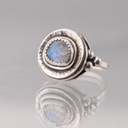 Rainbow Moonstone Disc Ring