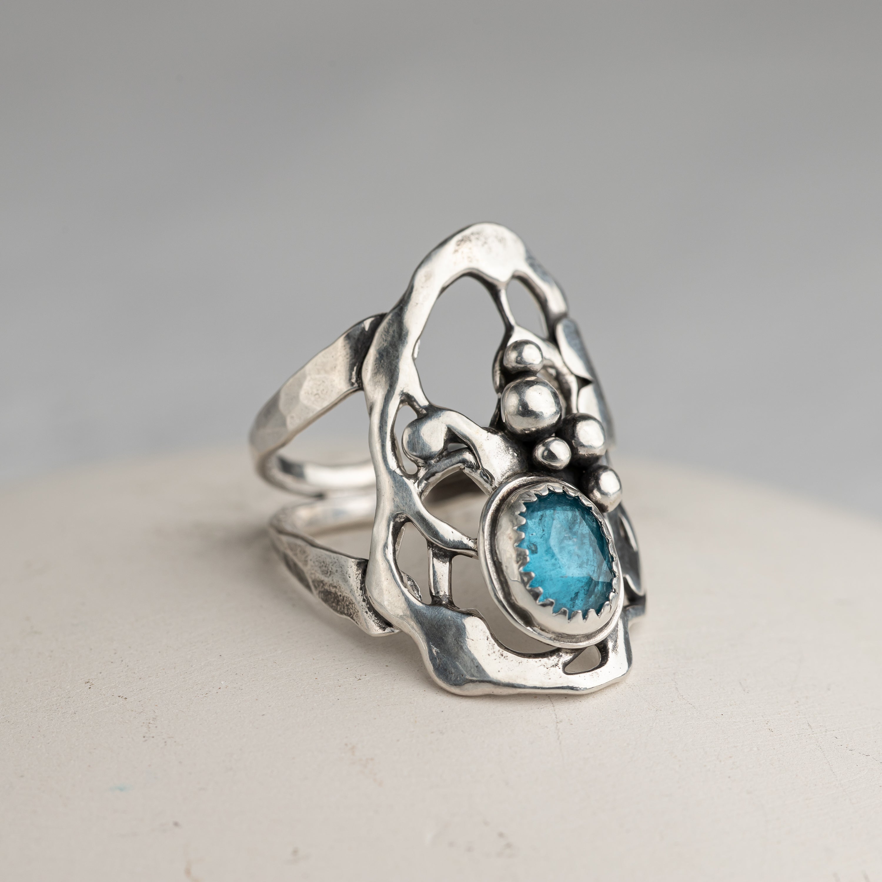 Blue Apatite Statement Ring