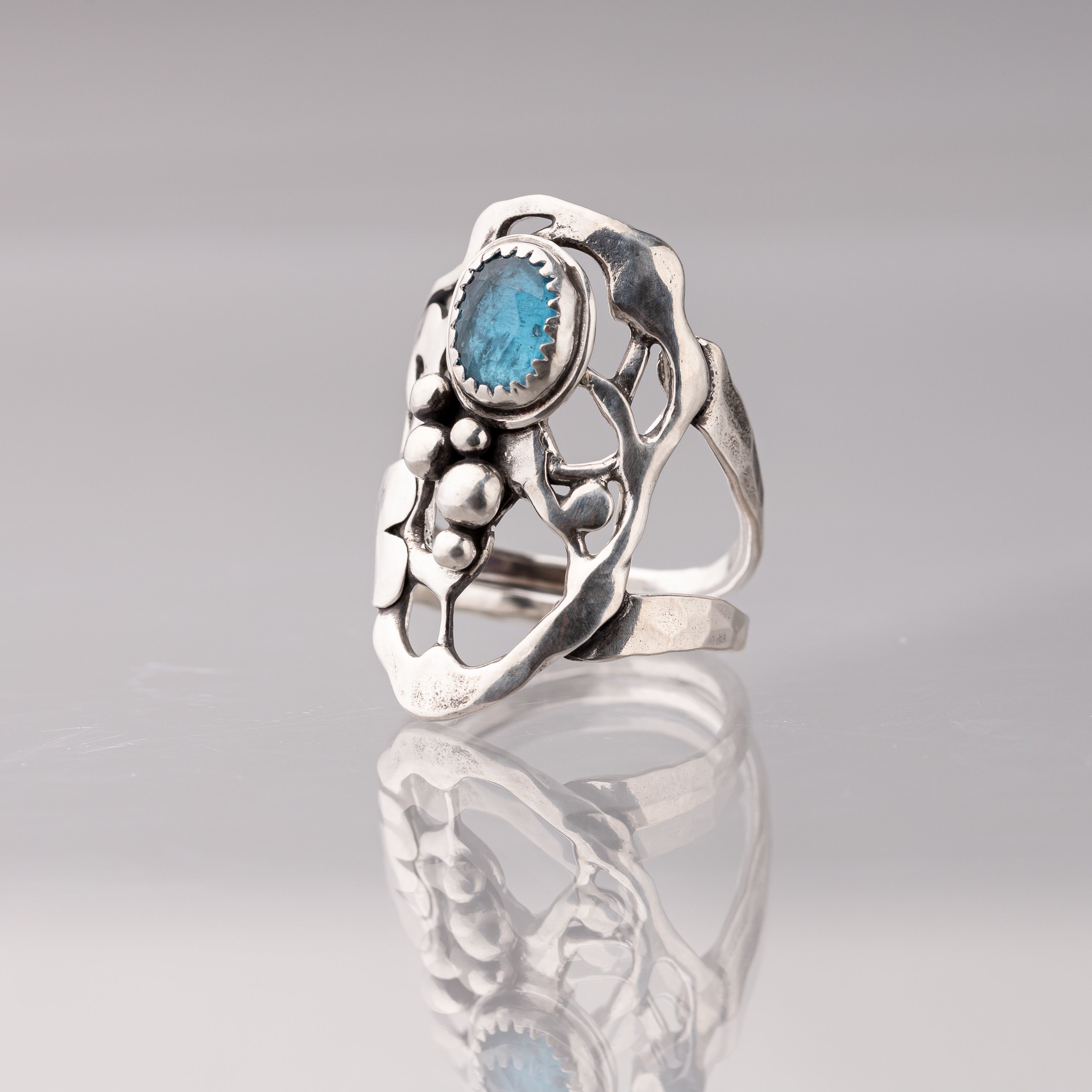 Blue Apatite Statement Ring