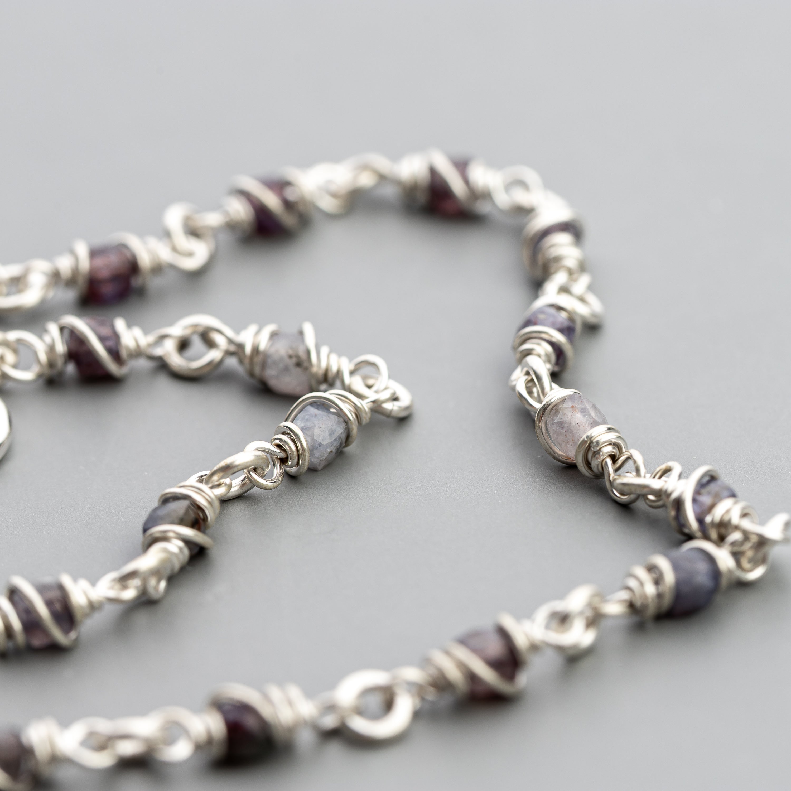 Iolite Wire Wrapped Chain