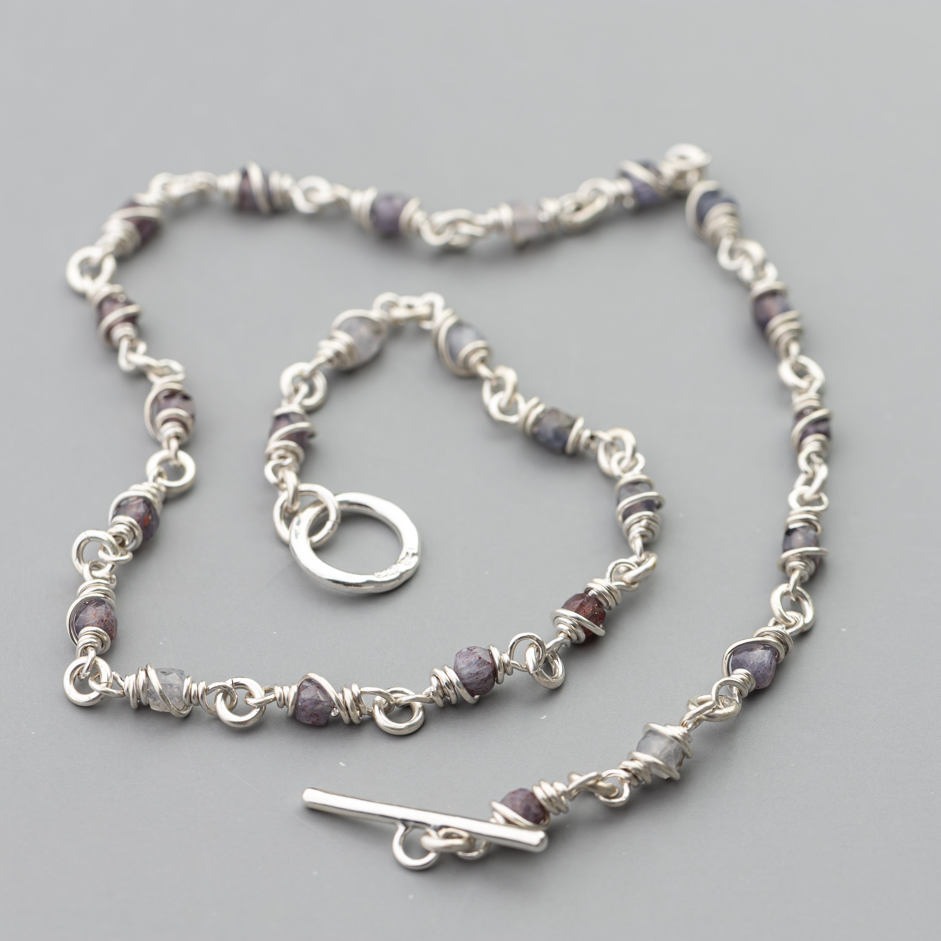 Iolite Wire Wrapped Chain