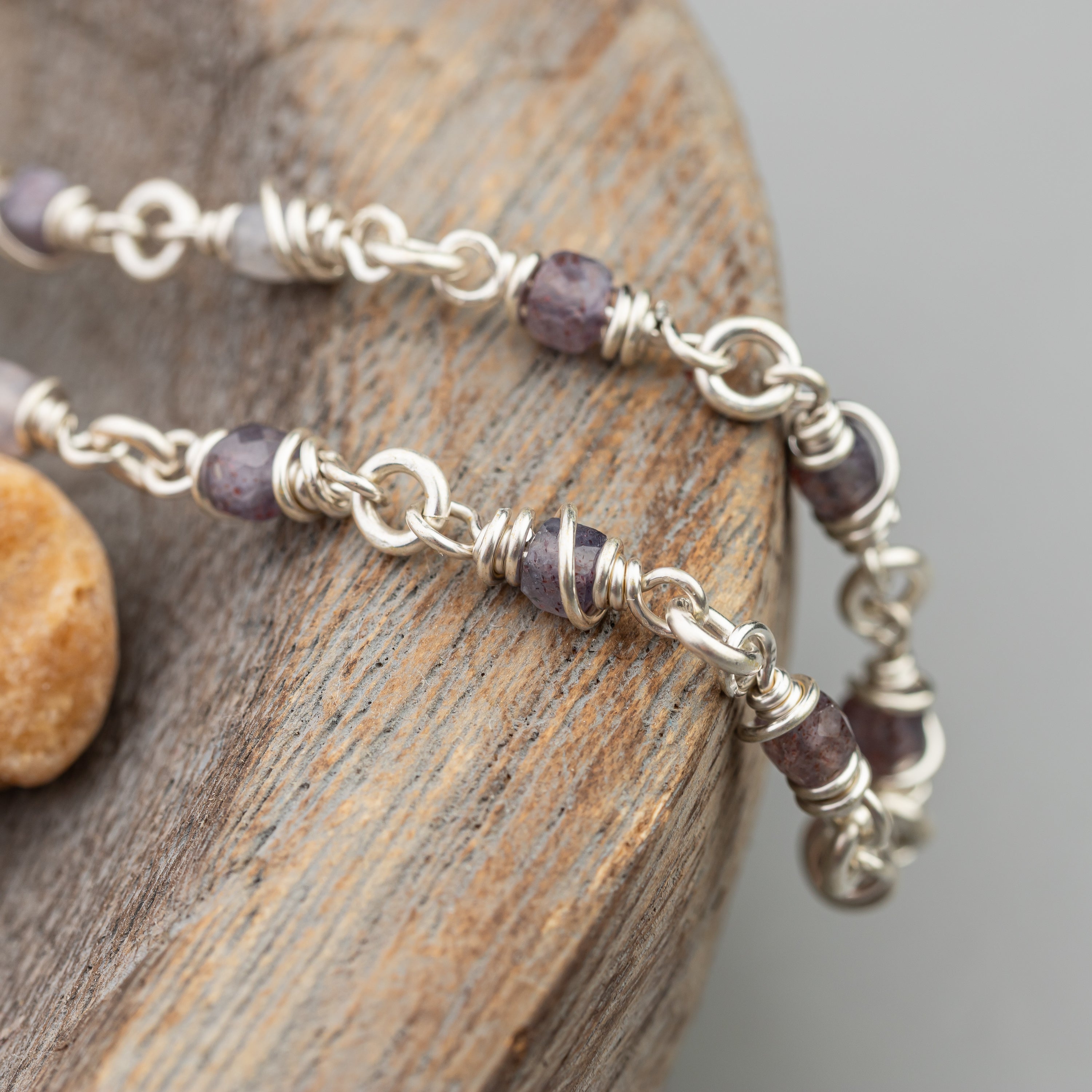 Iolite Wire Wrapped Chain