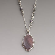 Prong Set Agate Pendant on Iolite Wrapped Chain