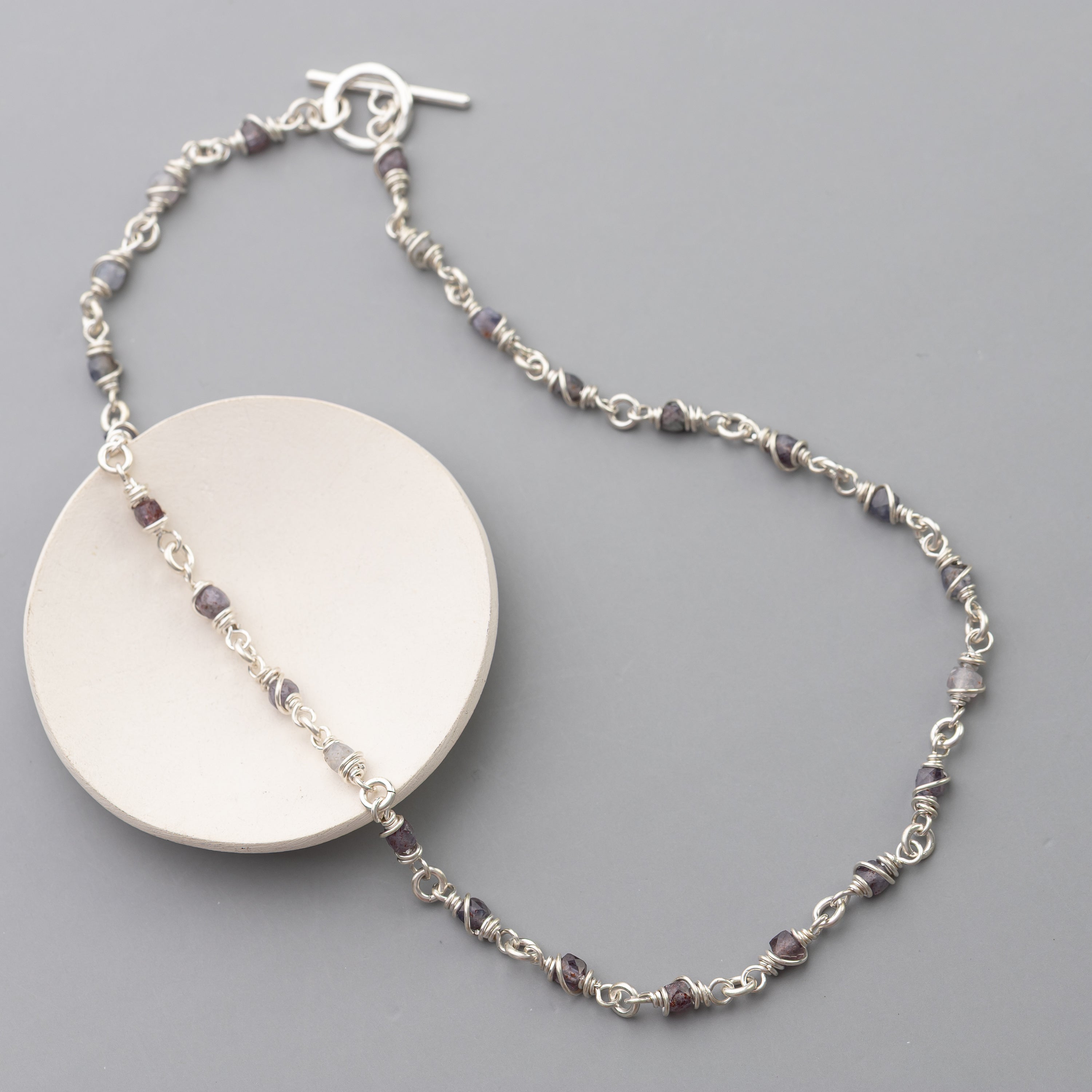 Iolite Wire Wrapped Chain