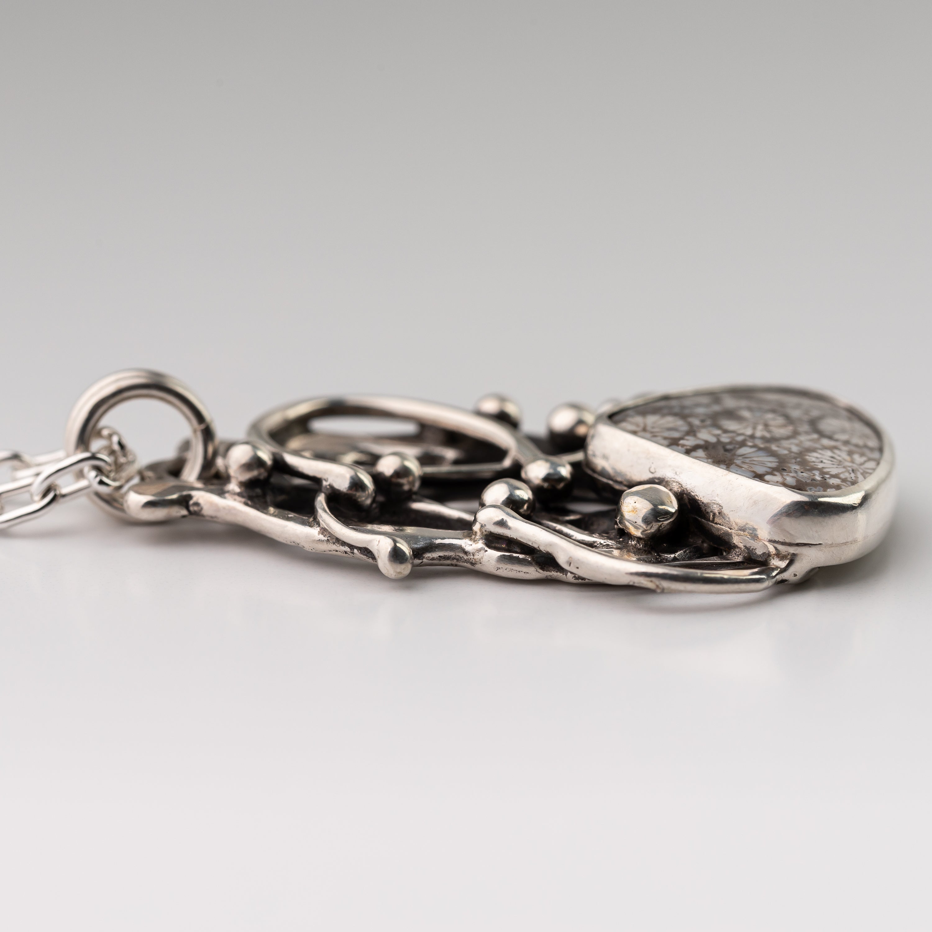 Fossil Coral Pendant on Handmade Chain