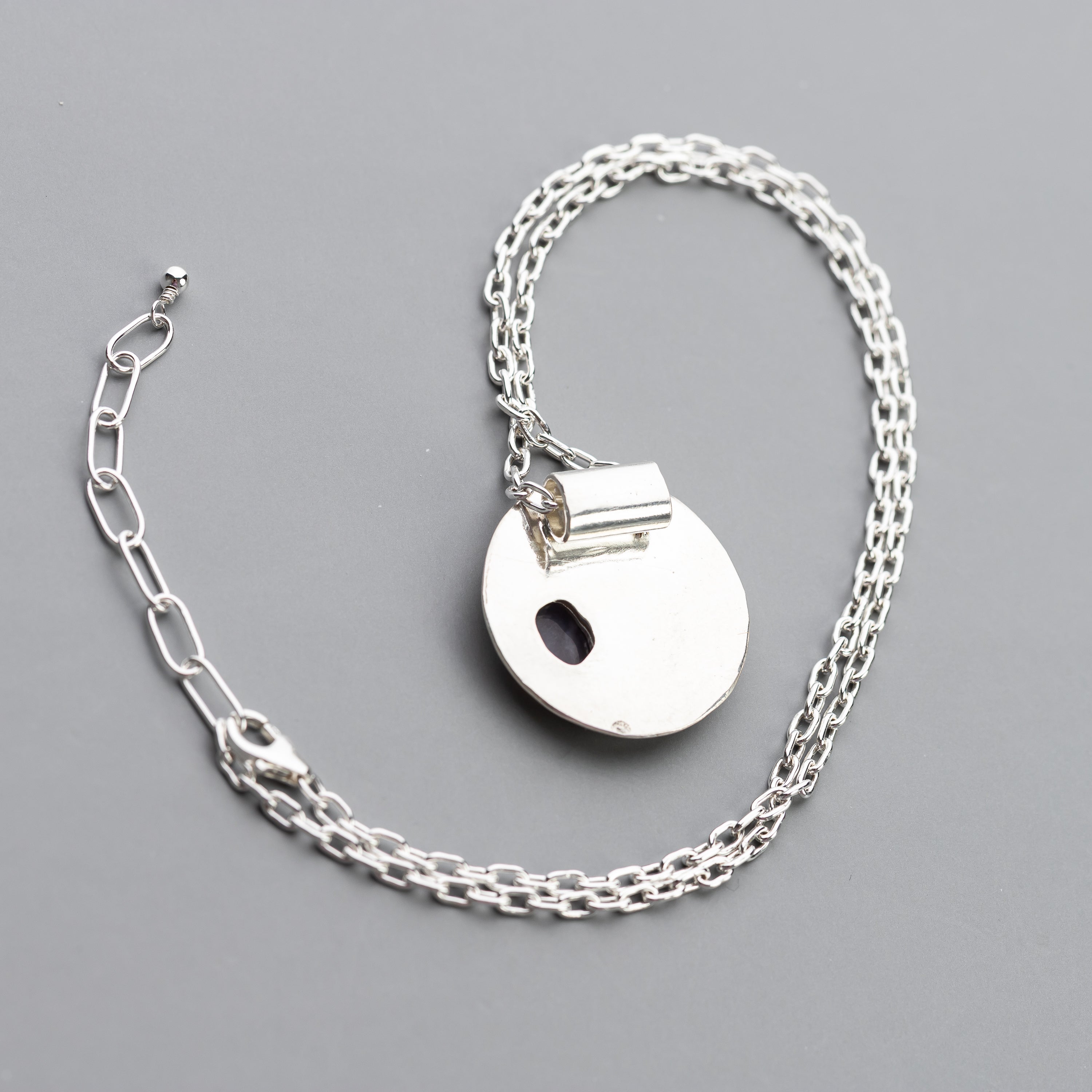 Stone Cluster Disc Necklace
