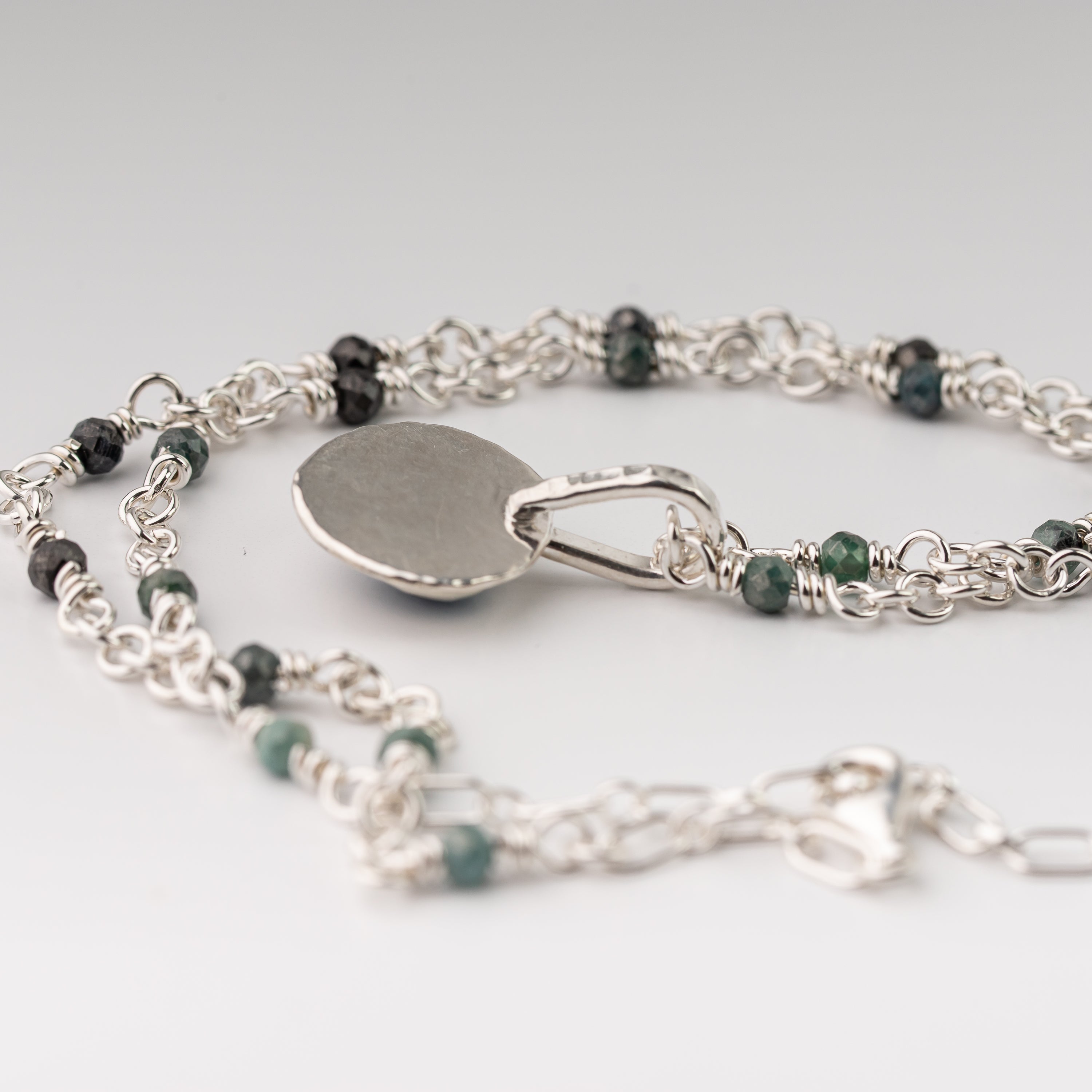 Blue Topaz Pendant on Linked Stone Chain