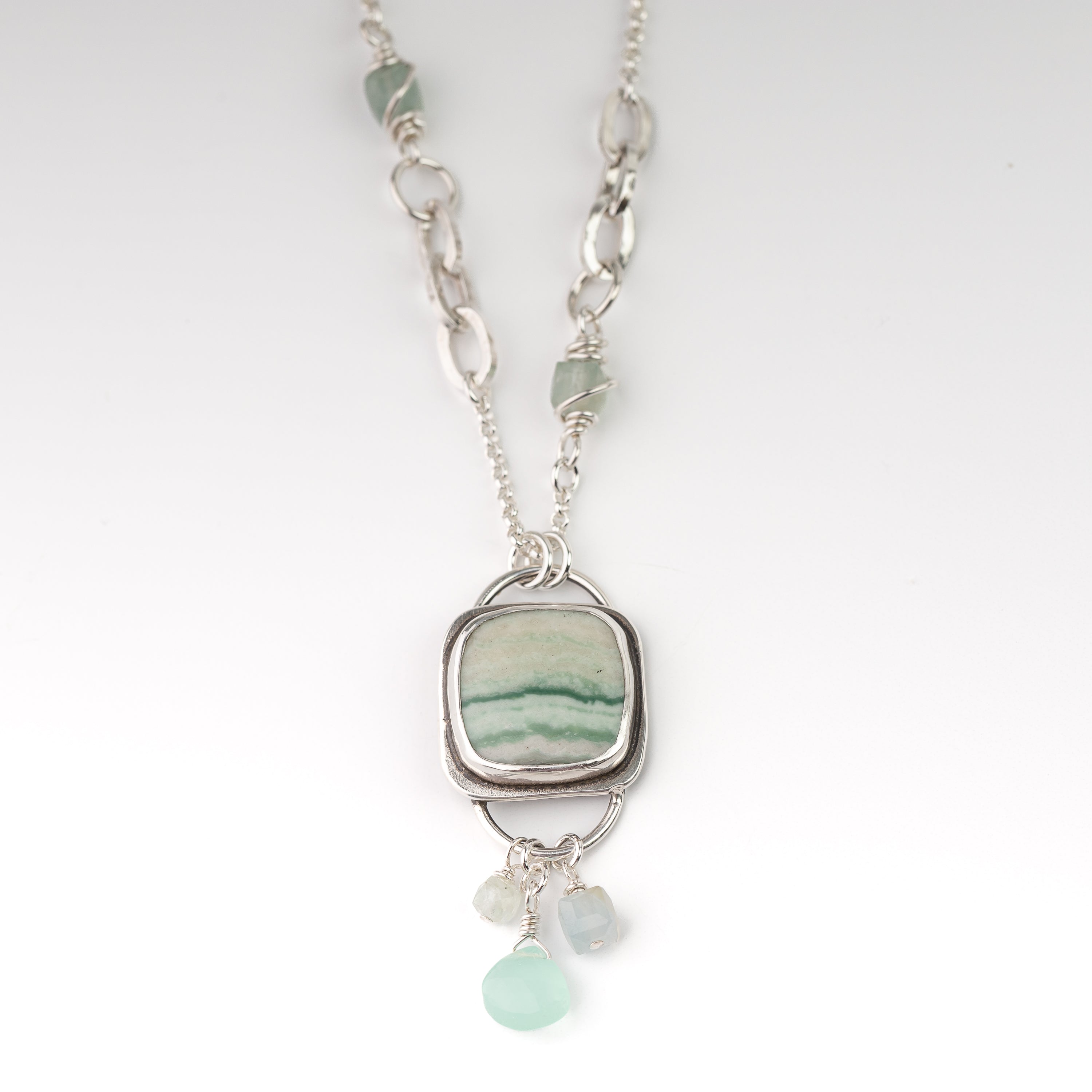 Agate, Aquamarine and Chalcedony Necklace
