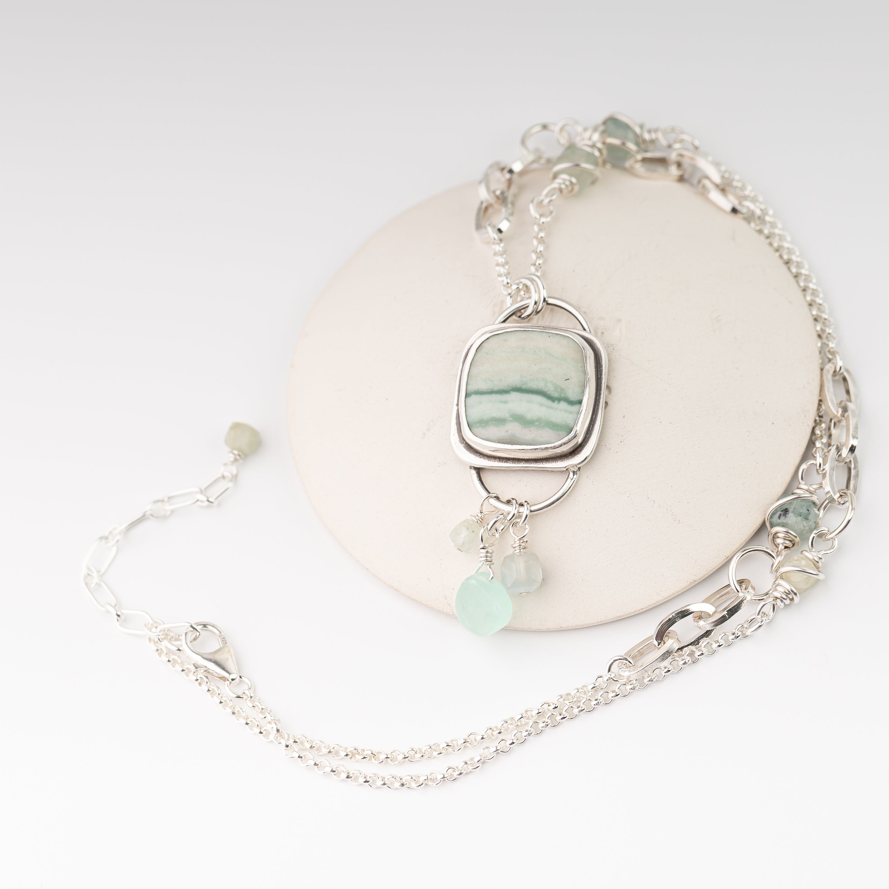 Agate, Aquamarine and Chalcedony Necklace