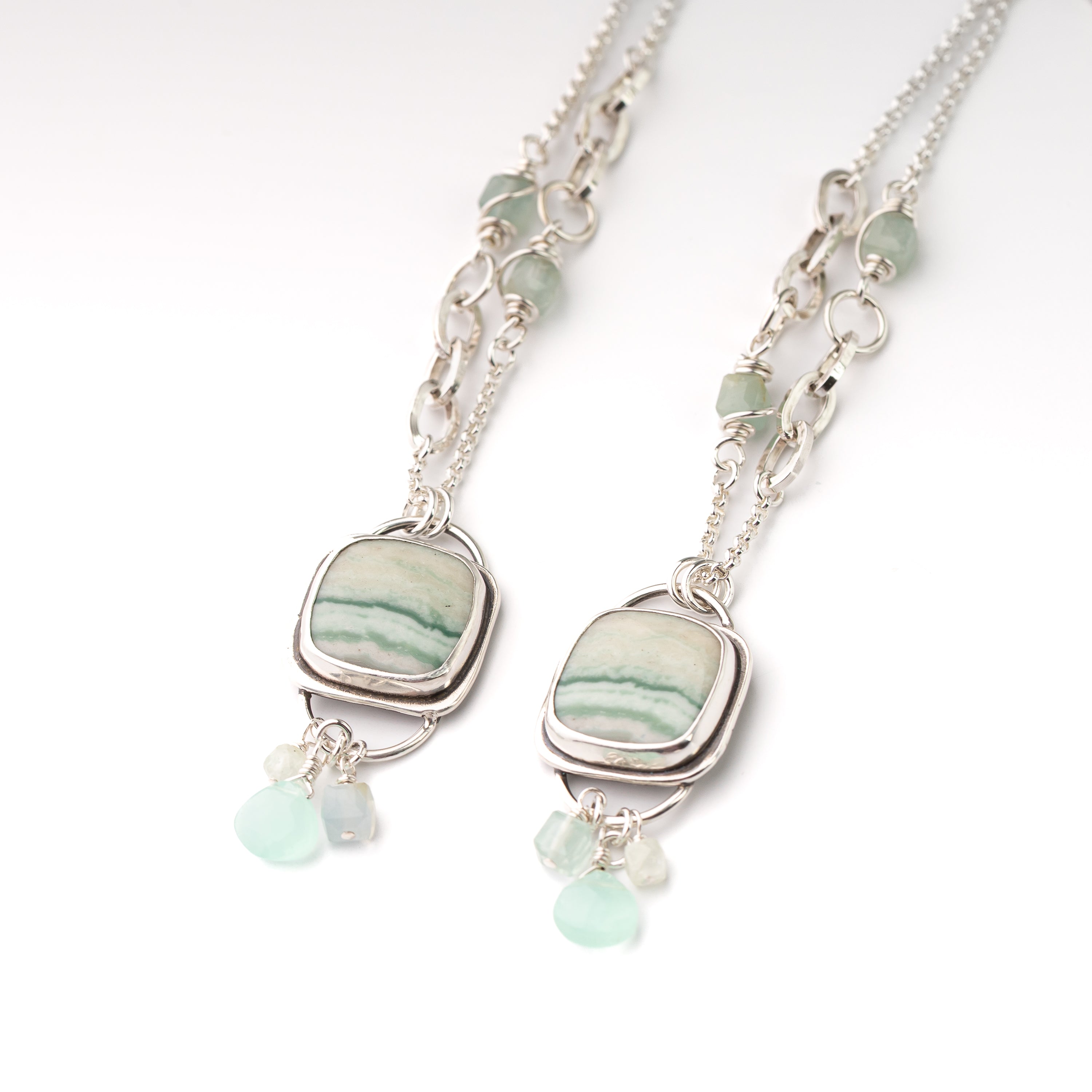 Agate, Aquamarine and Chalcedony Necklace