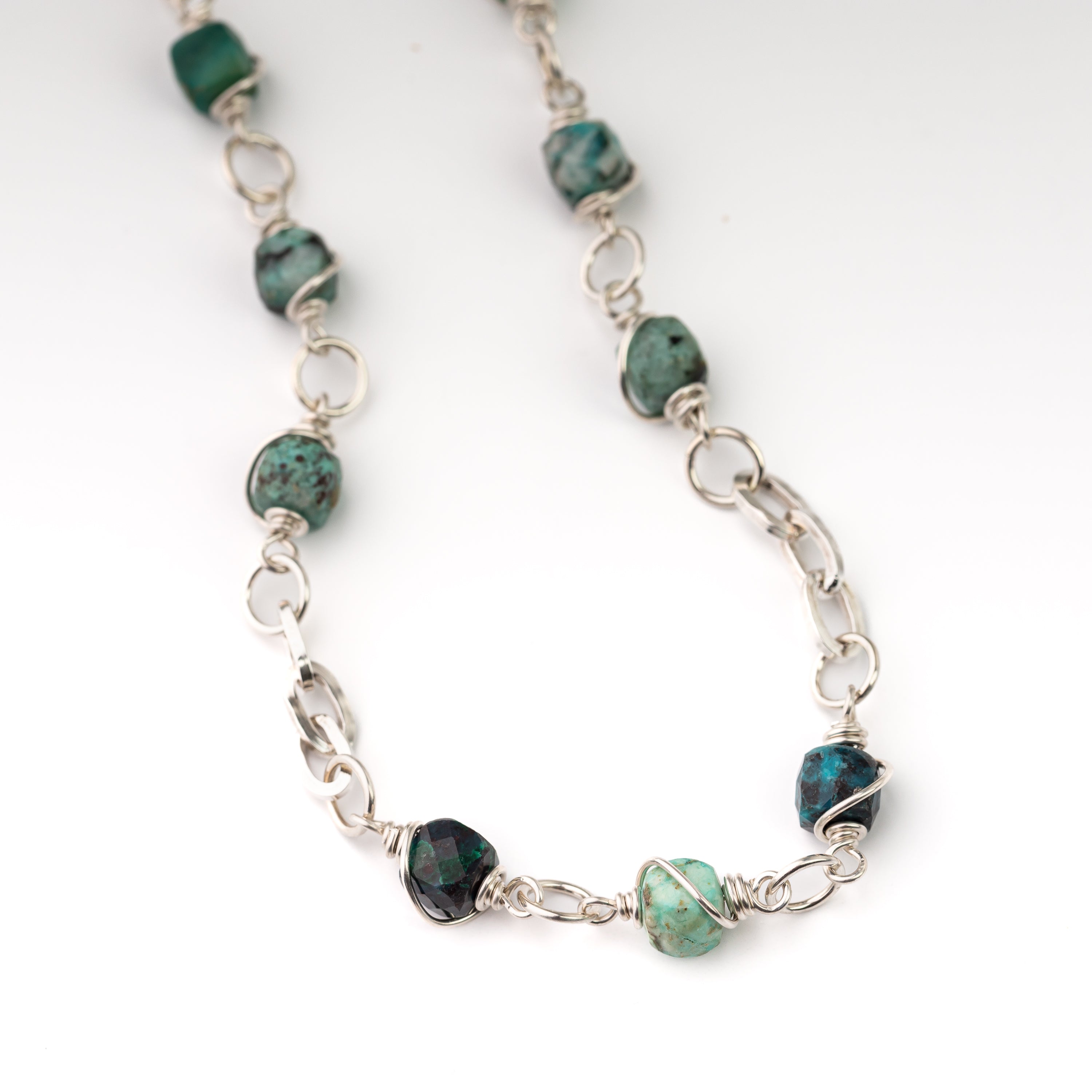 Chrysocolla Wire Wrapped Chain