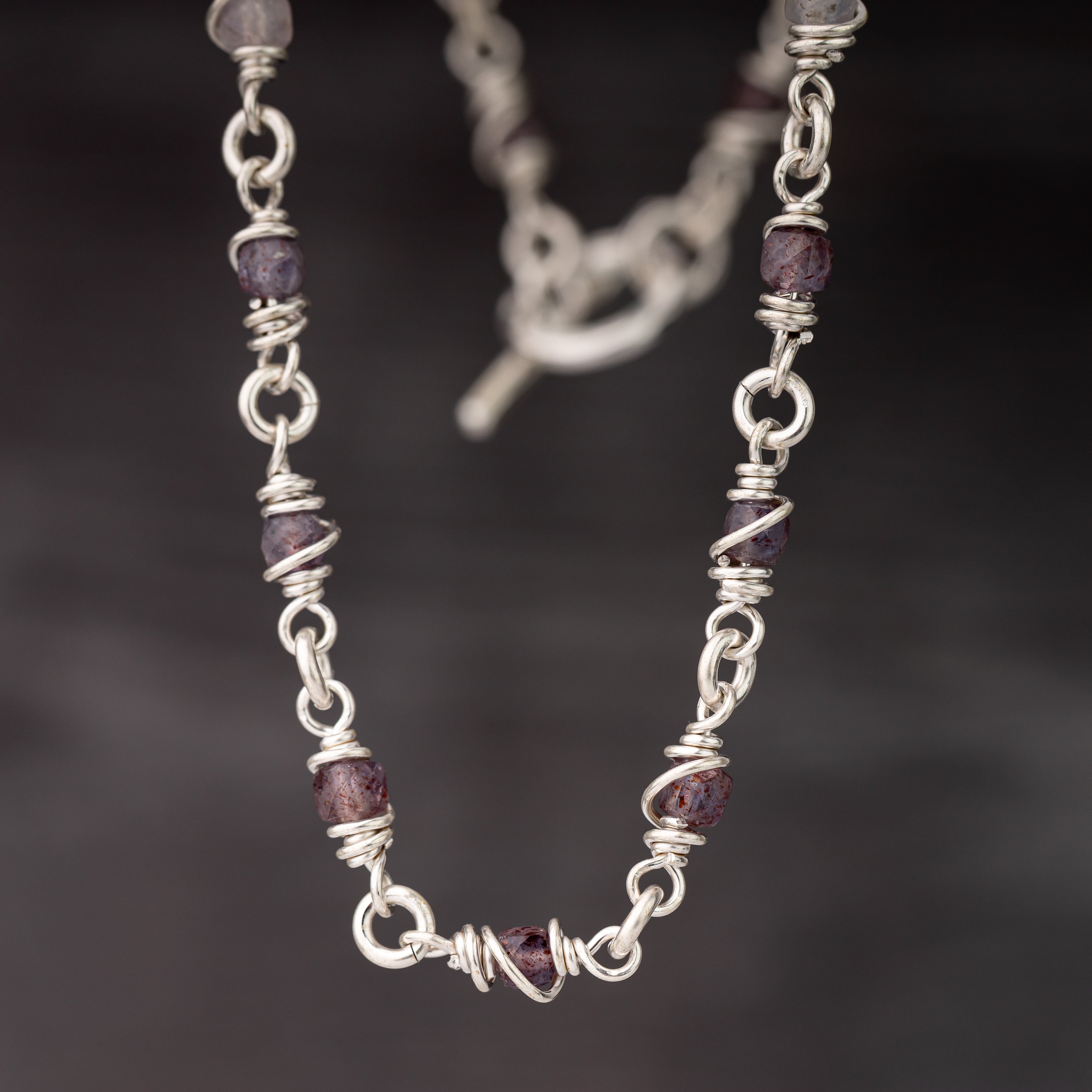 Iolite Wire Wrapped Chain