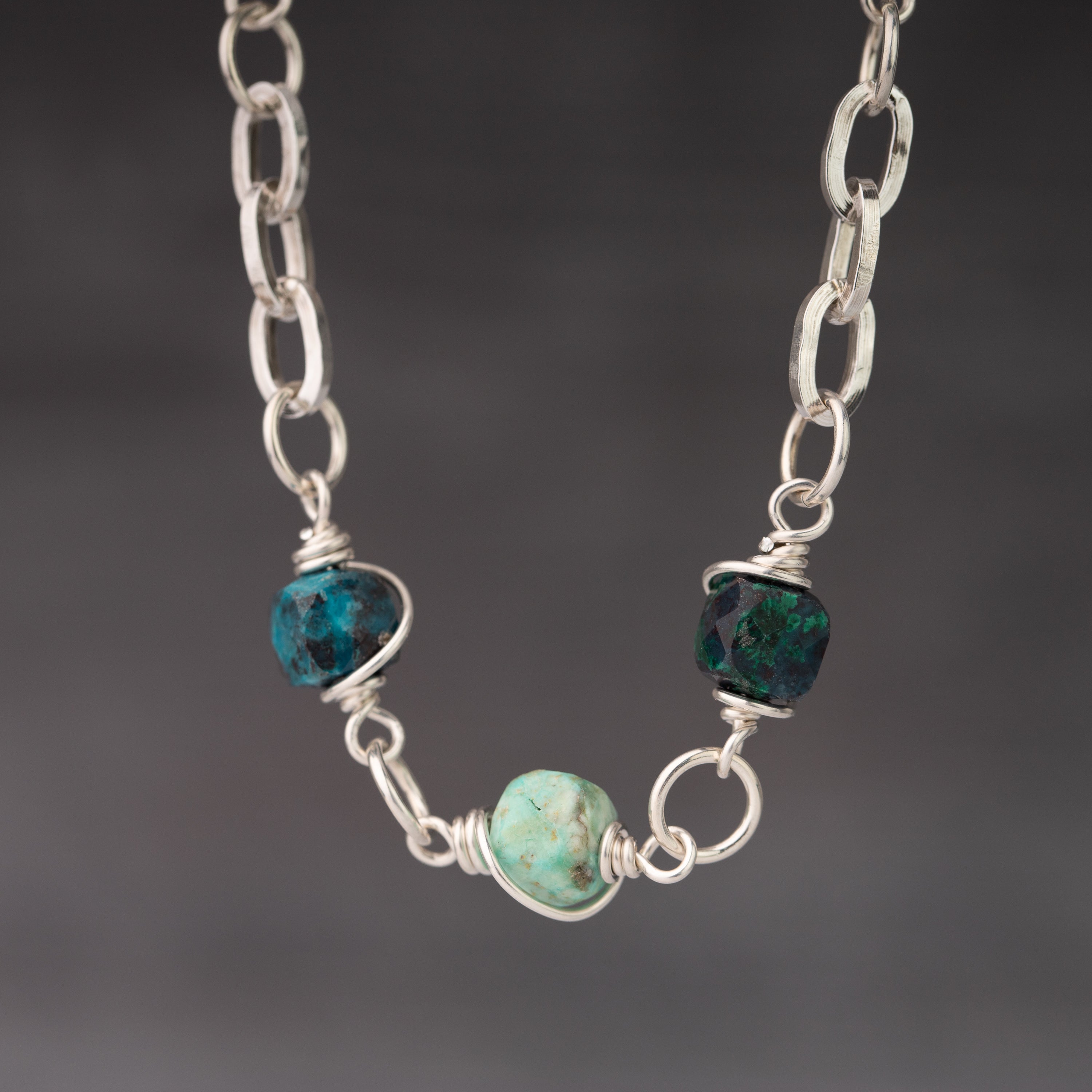 Chrysocolla Wire Wrapped Chain