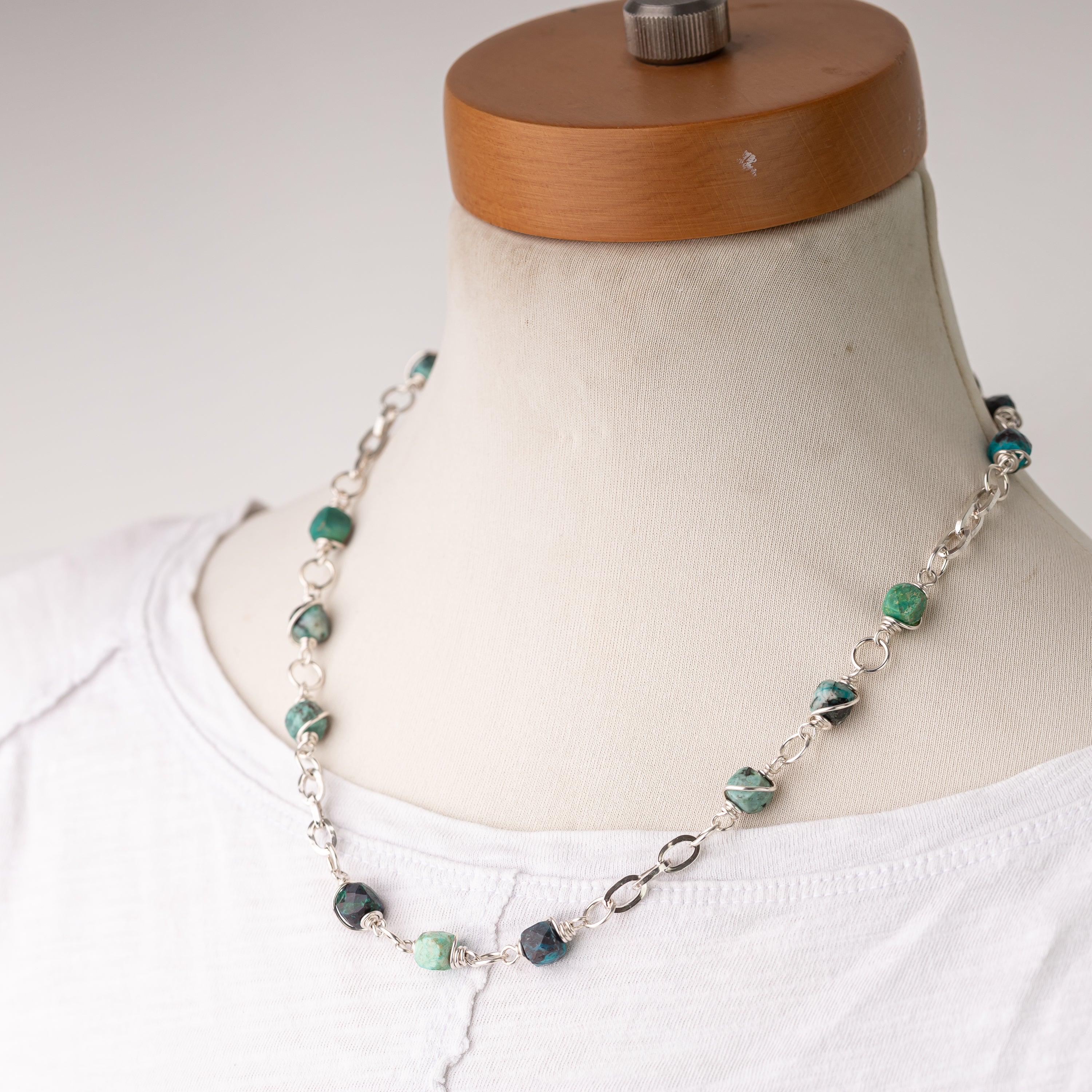 Chrysocolla Wire Wrapped Chain