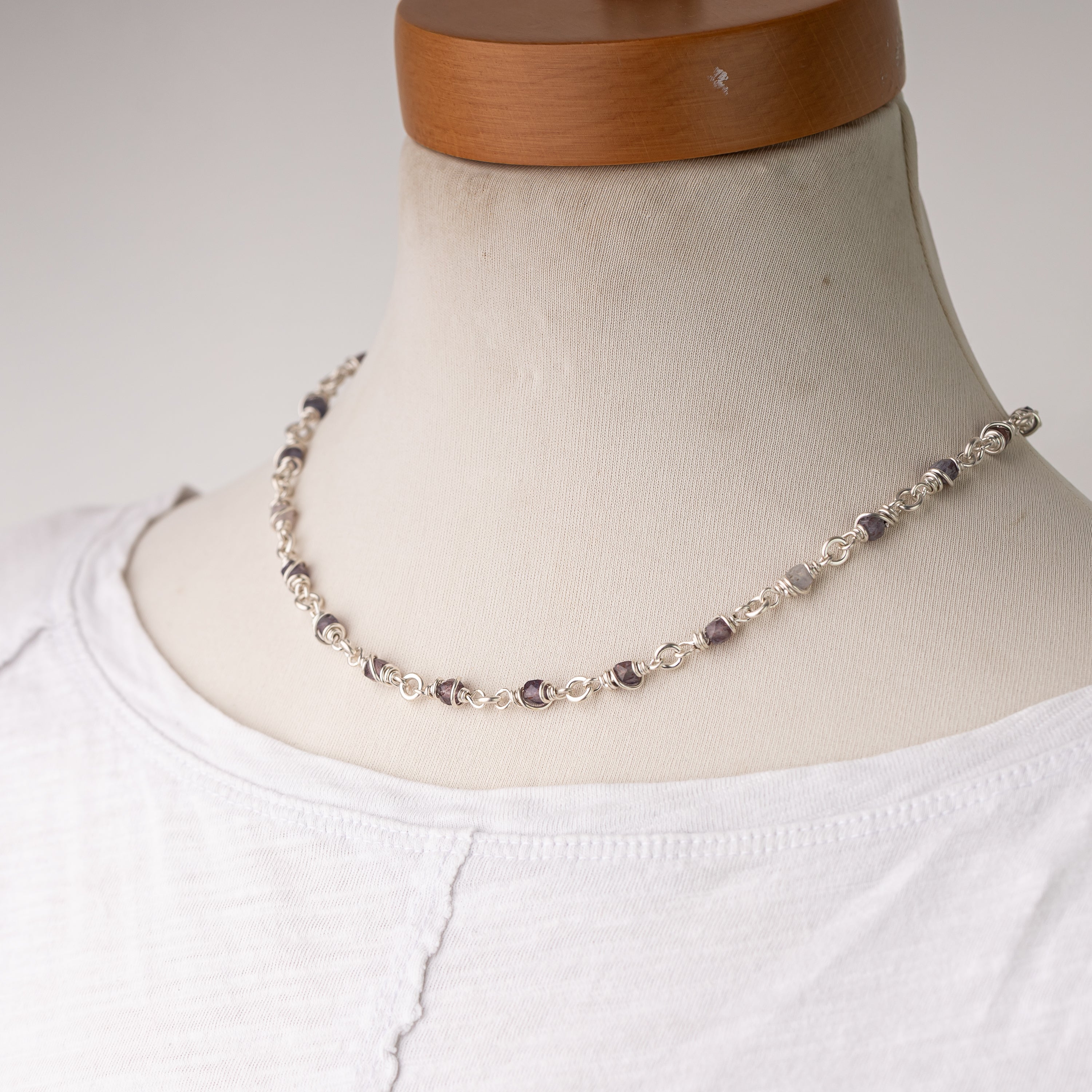 Iolite Wire Wrapped Chain