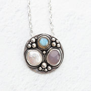 Stone Cluster Disc Necklace