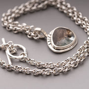 Moss Aquamarine Pendant on Handmade Rolo Chain
