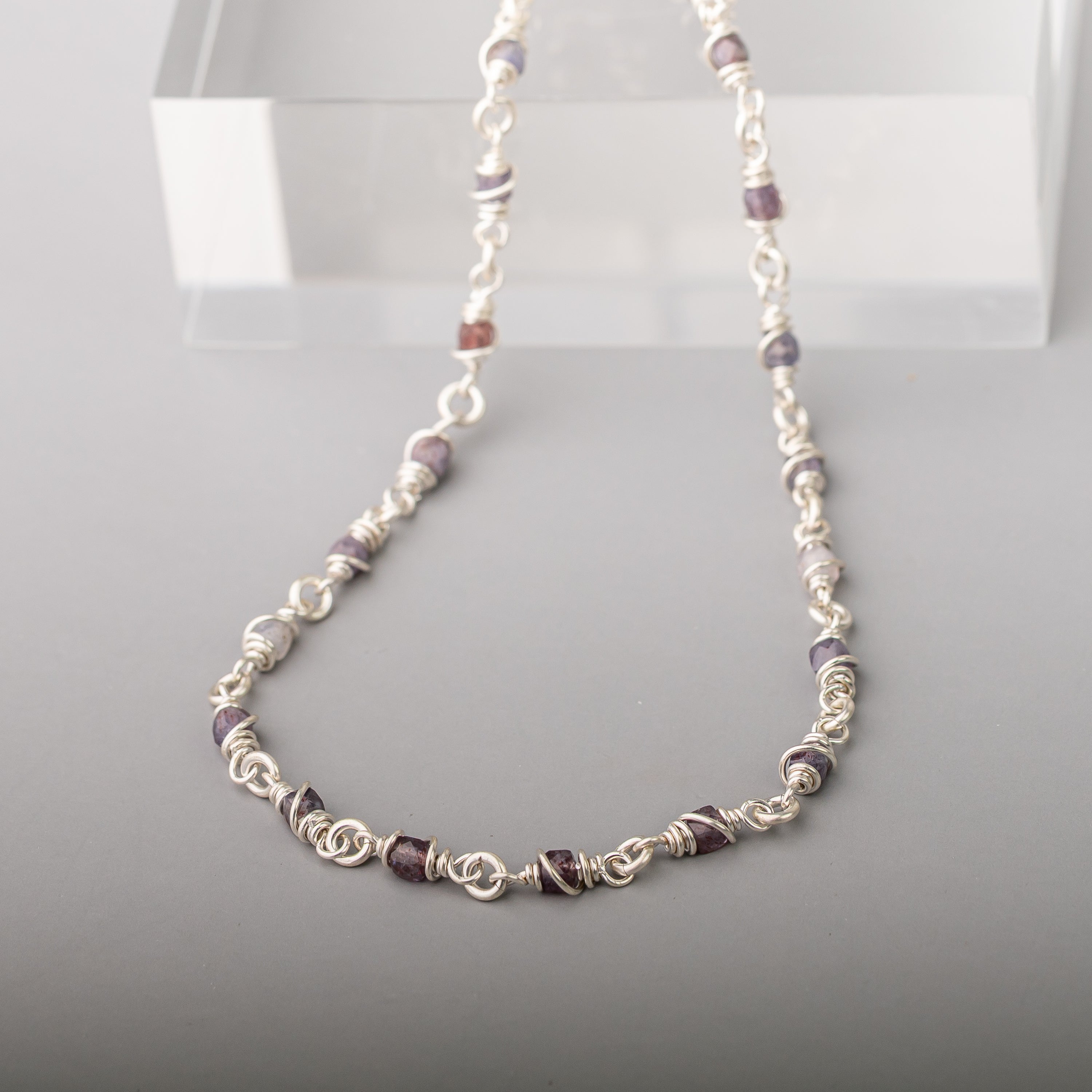 Iolite Wire Wrapped Chain