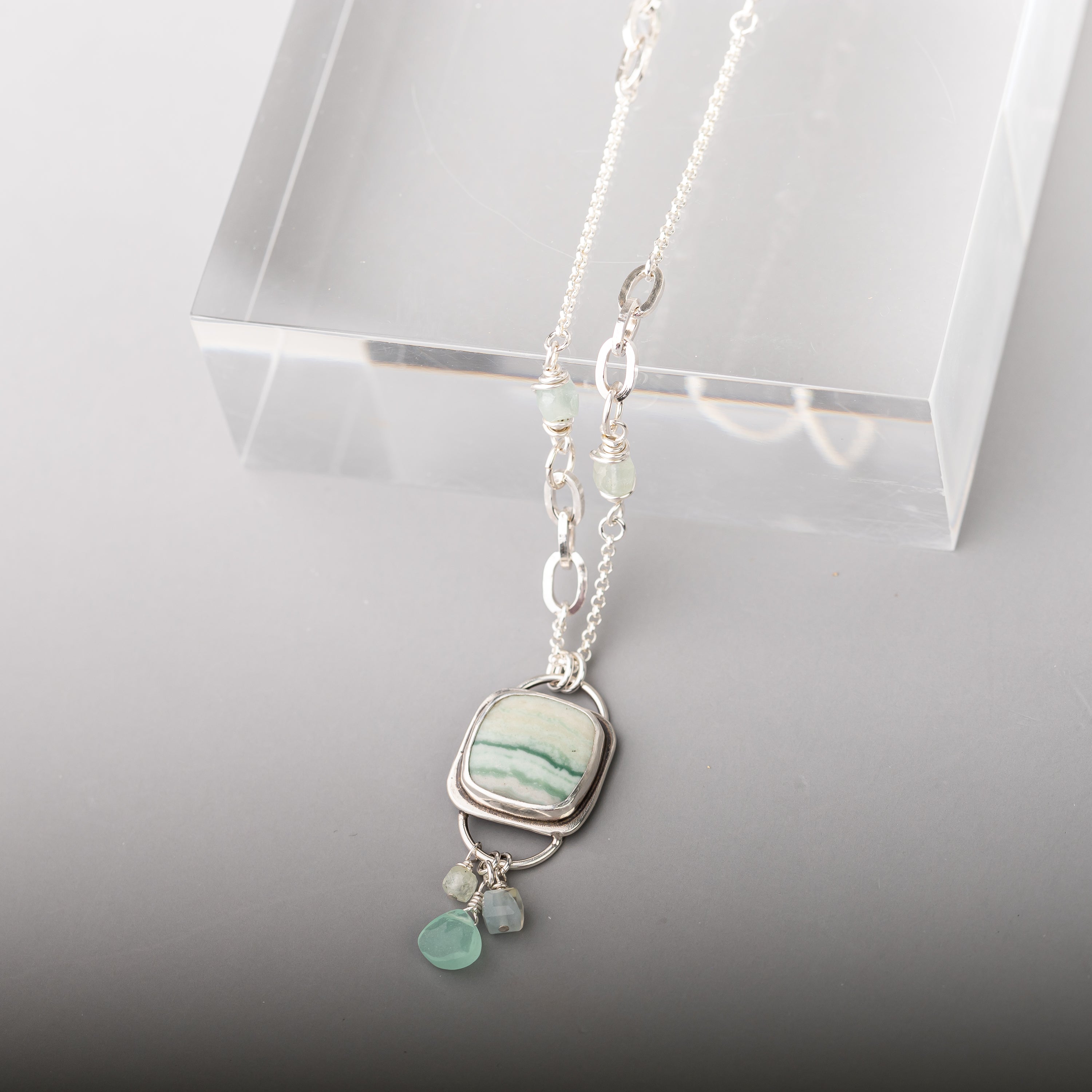 Agate, Aquamarine and Chalcedony Necklace