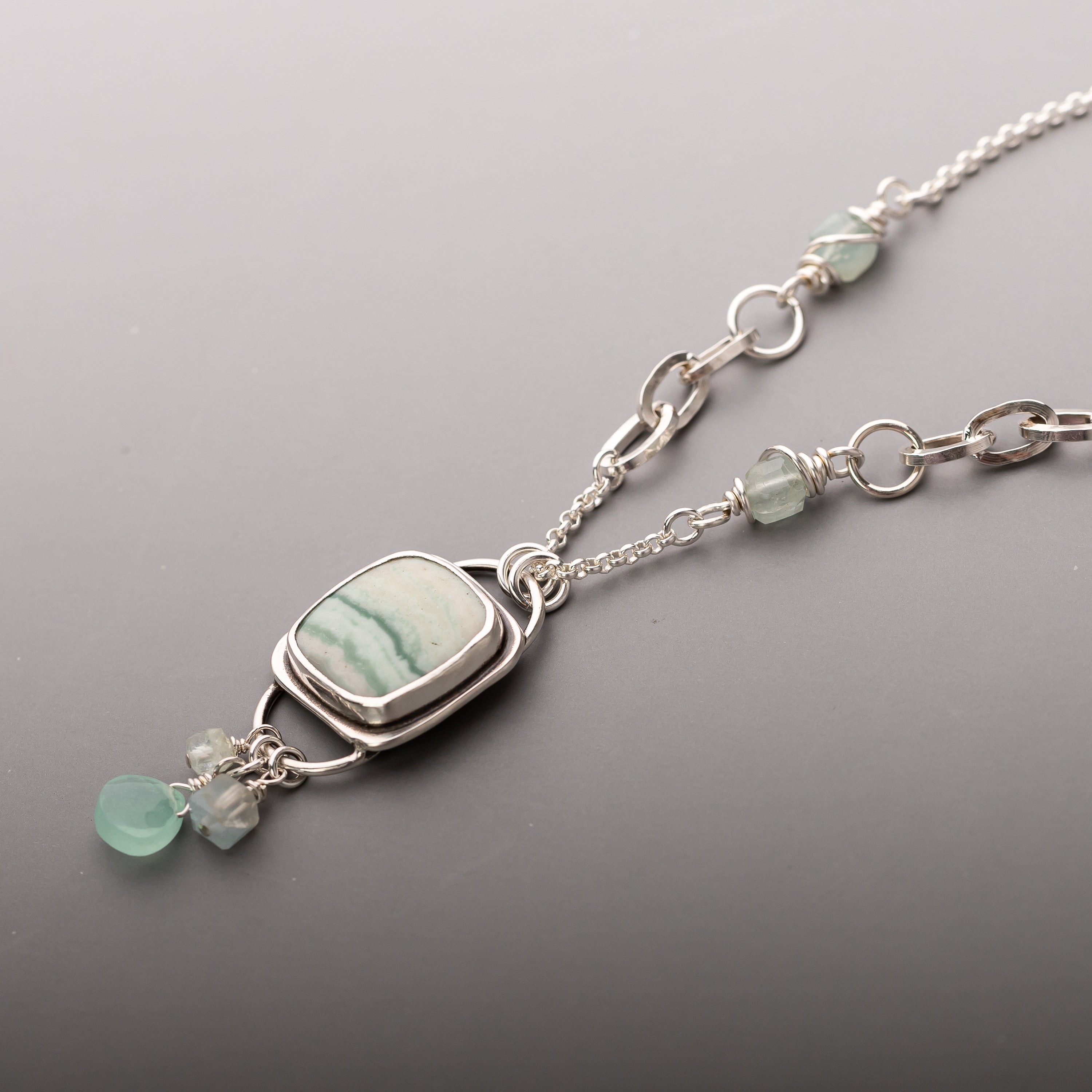 Agate, Aquamarine and Chalcedony Necklace