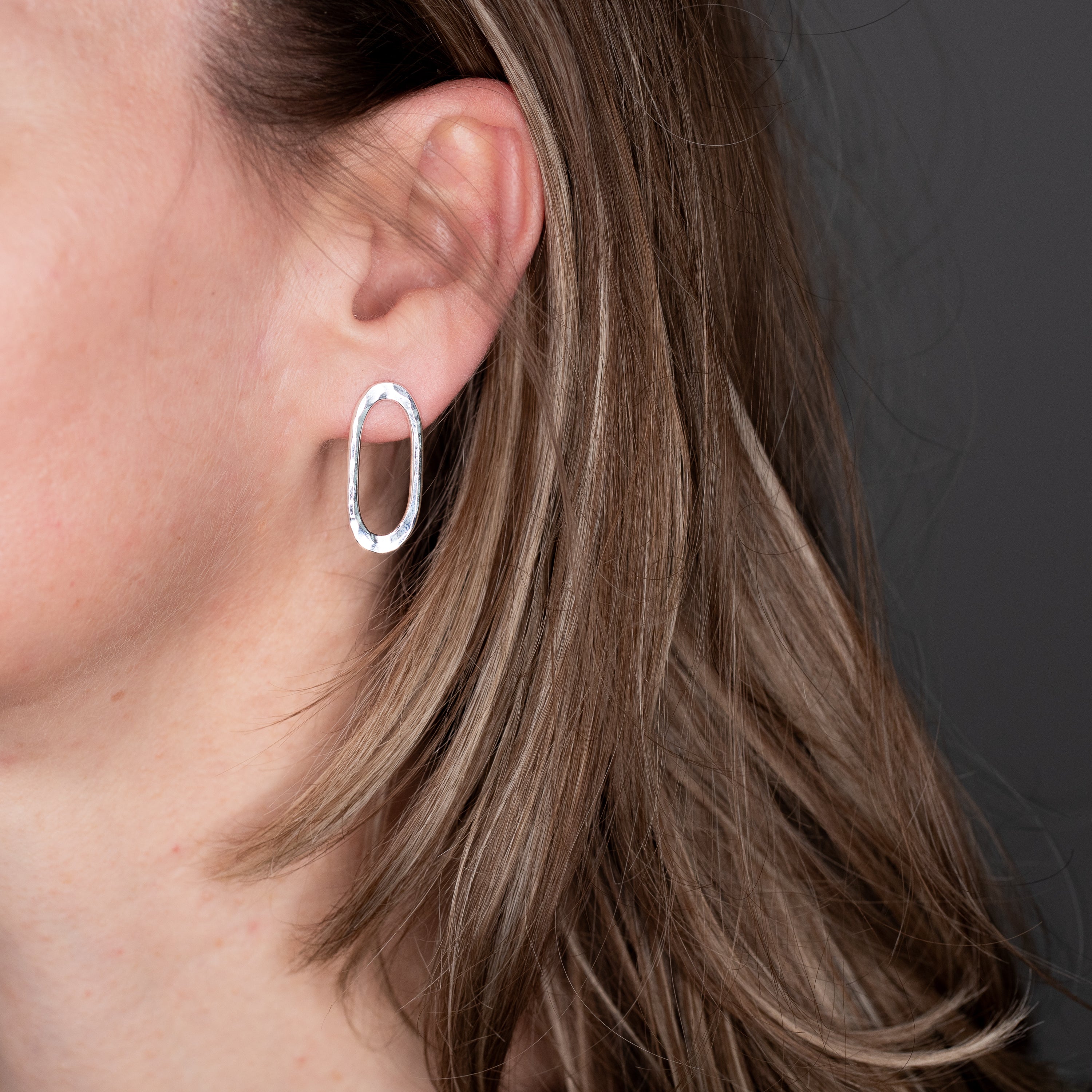 Hammered Oval Studs