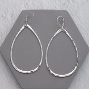 Big Sterling silver teardrop earrings with leverback ear wires.  Statement earrings with hand hammered silver and nickel free lever back earwires.