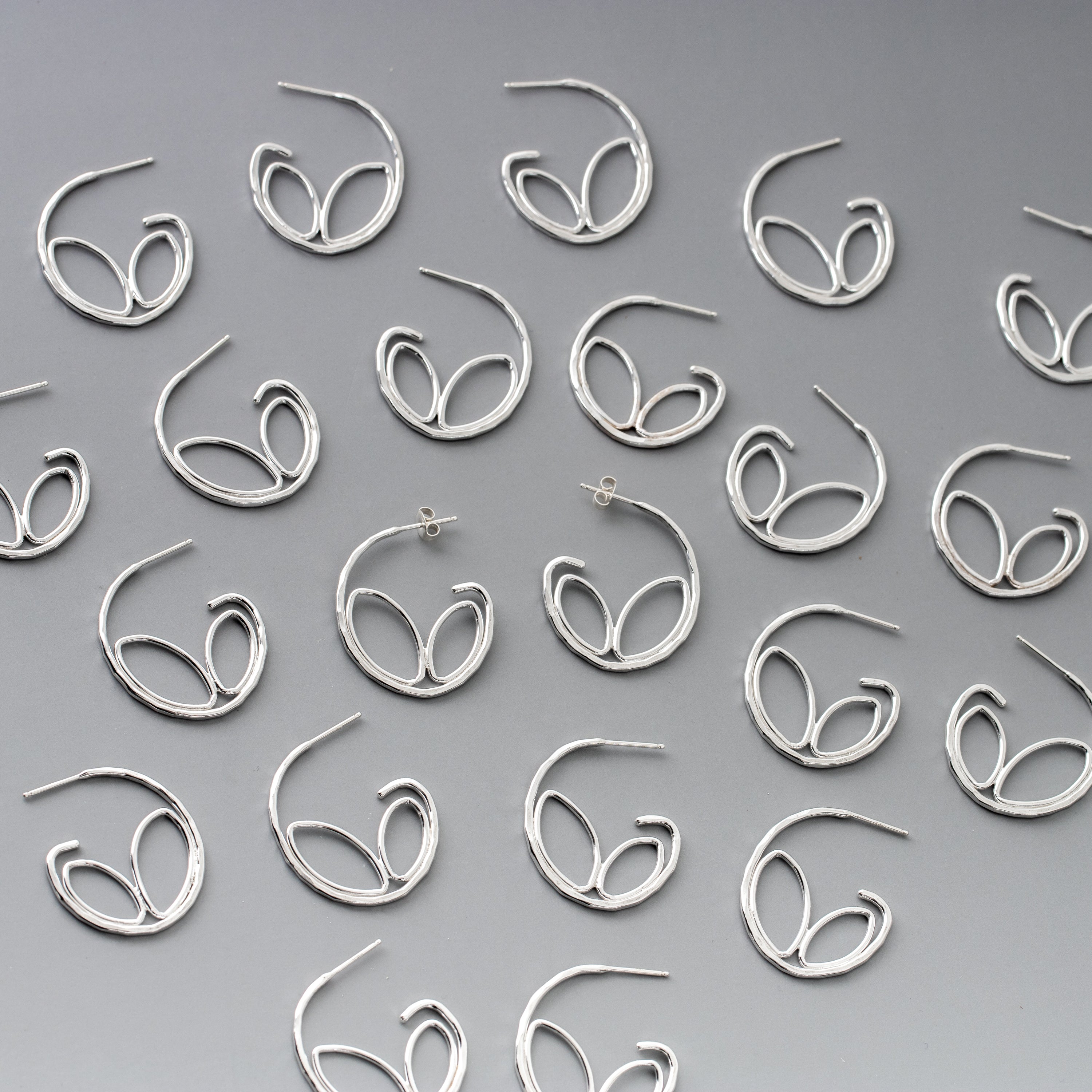 Leaf Shaped Hoop Earrings