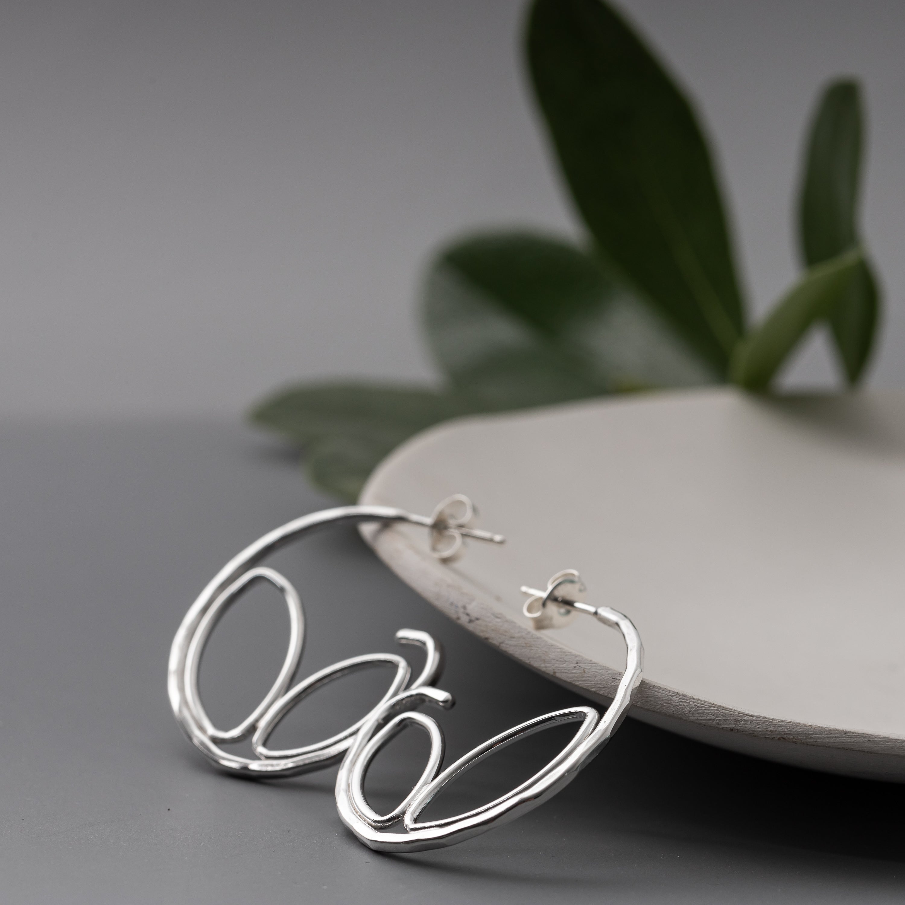 Leaf Shaped Hoop Earrings