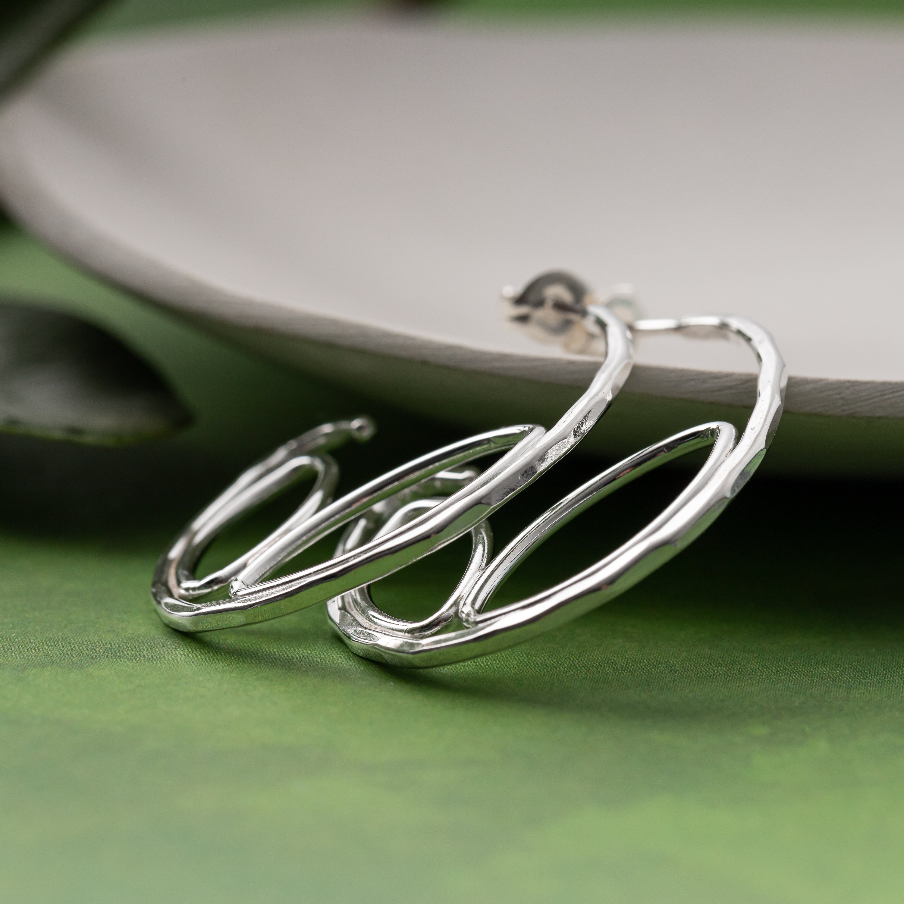 Leaf Shaped Hoop Earrings