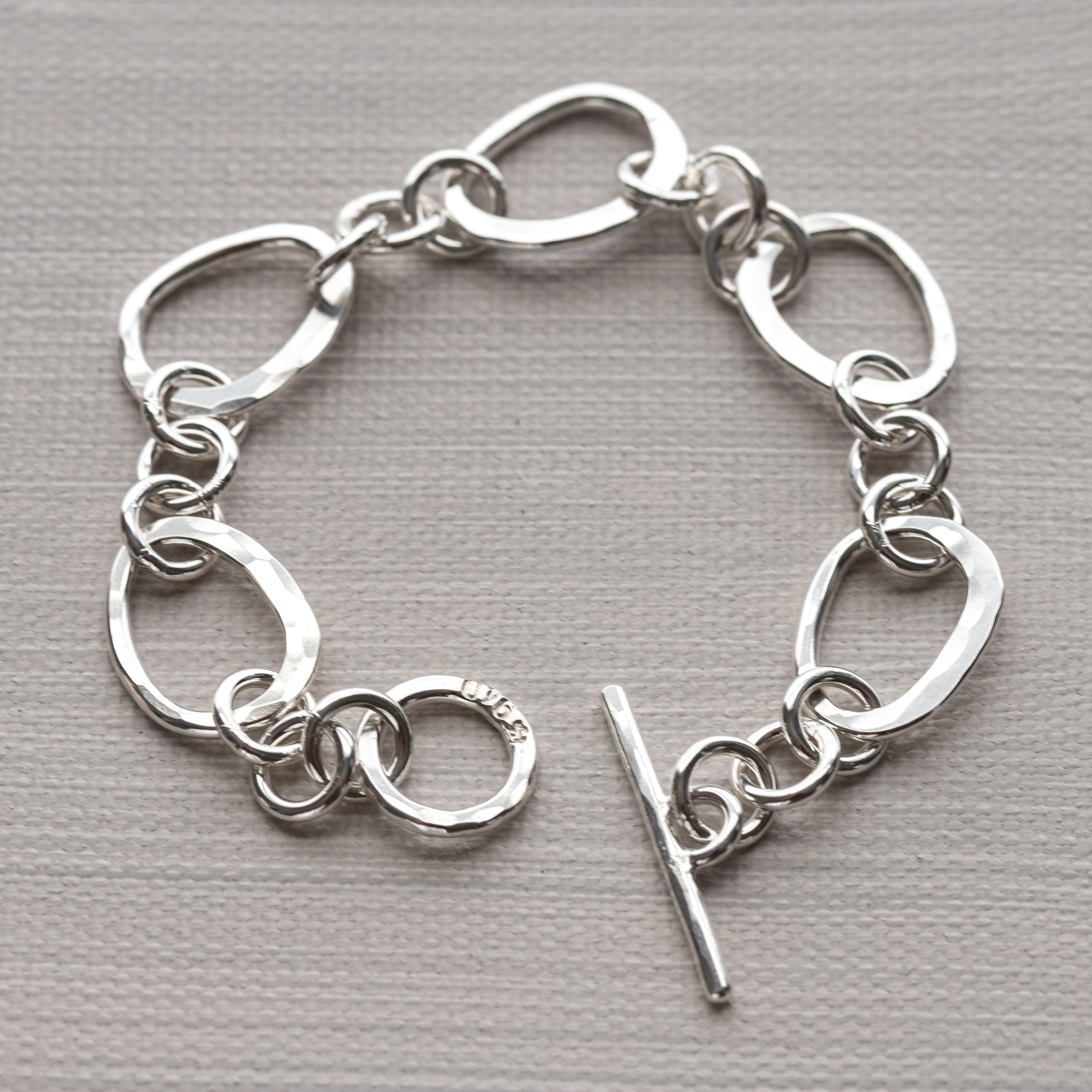 Chunky Silver Bracelet, Handmade Artisan Silver Jewelry, Nickel