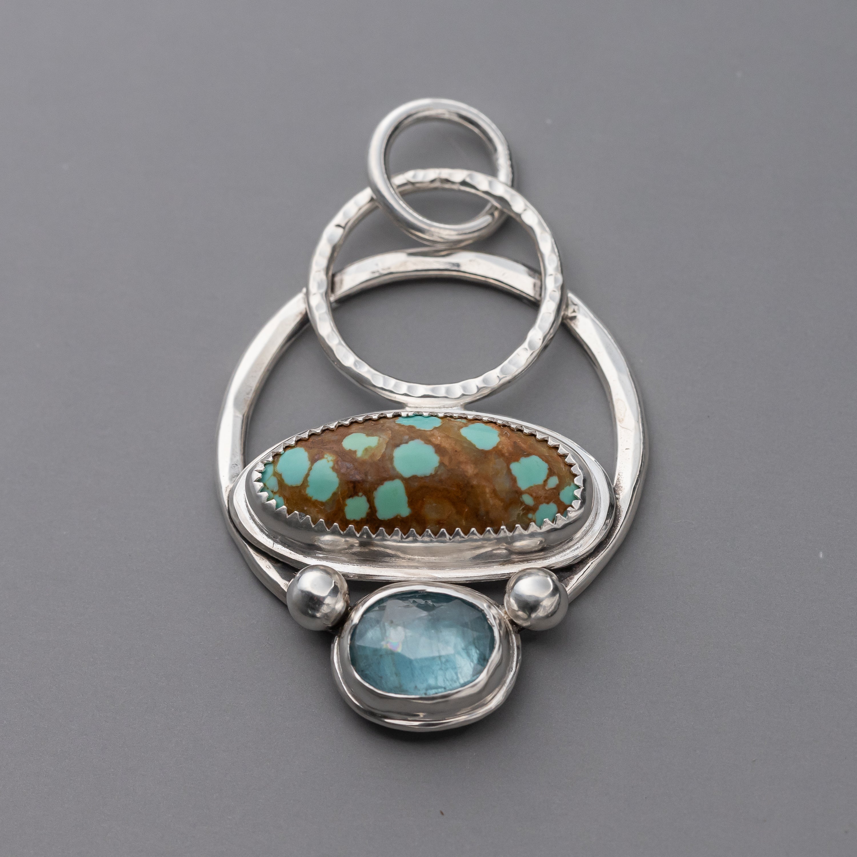 Turquoise and Kyanite Circles Pendant