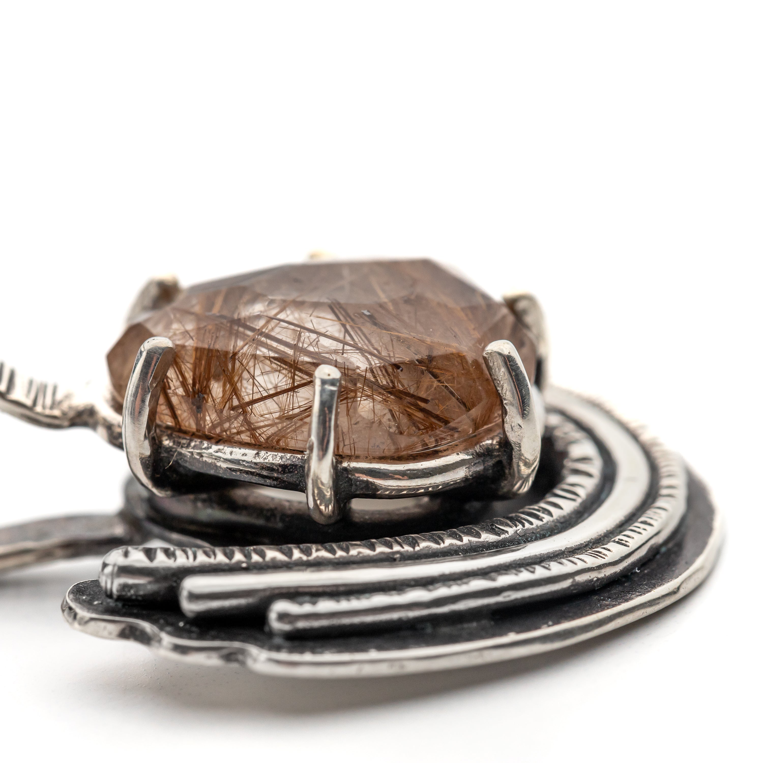 Rutilated Quartz Prong Set Pendant